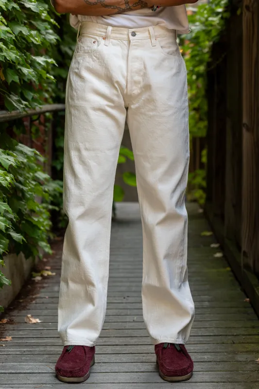 Sugar Cane 1947 Straight Leg - 13oz White Denim sold by Franklin and Poe