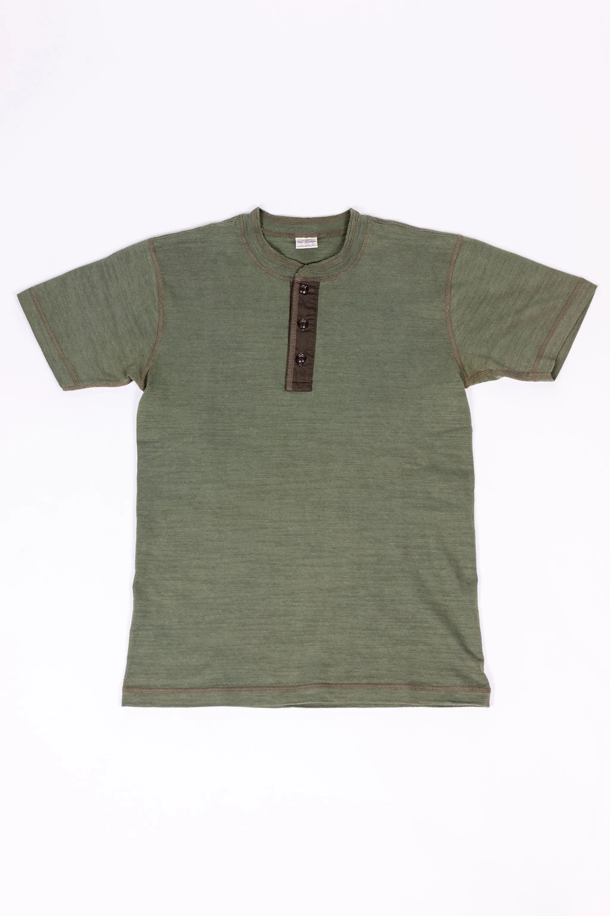 Buzz Rickson's BR79192 Slub Yarn Henley Neck T-Shirt - Olive sold by Franklin and Poe product image thumbnail 3