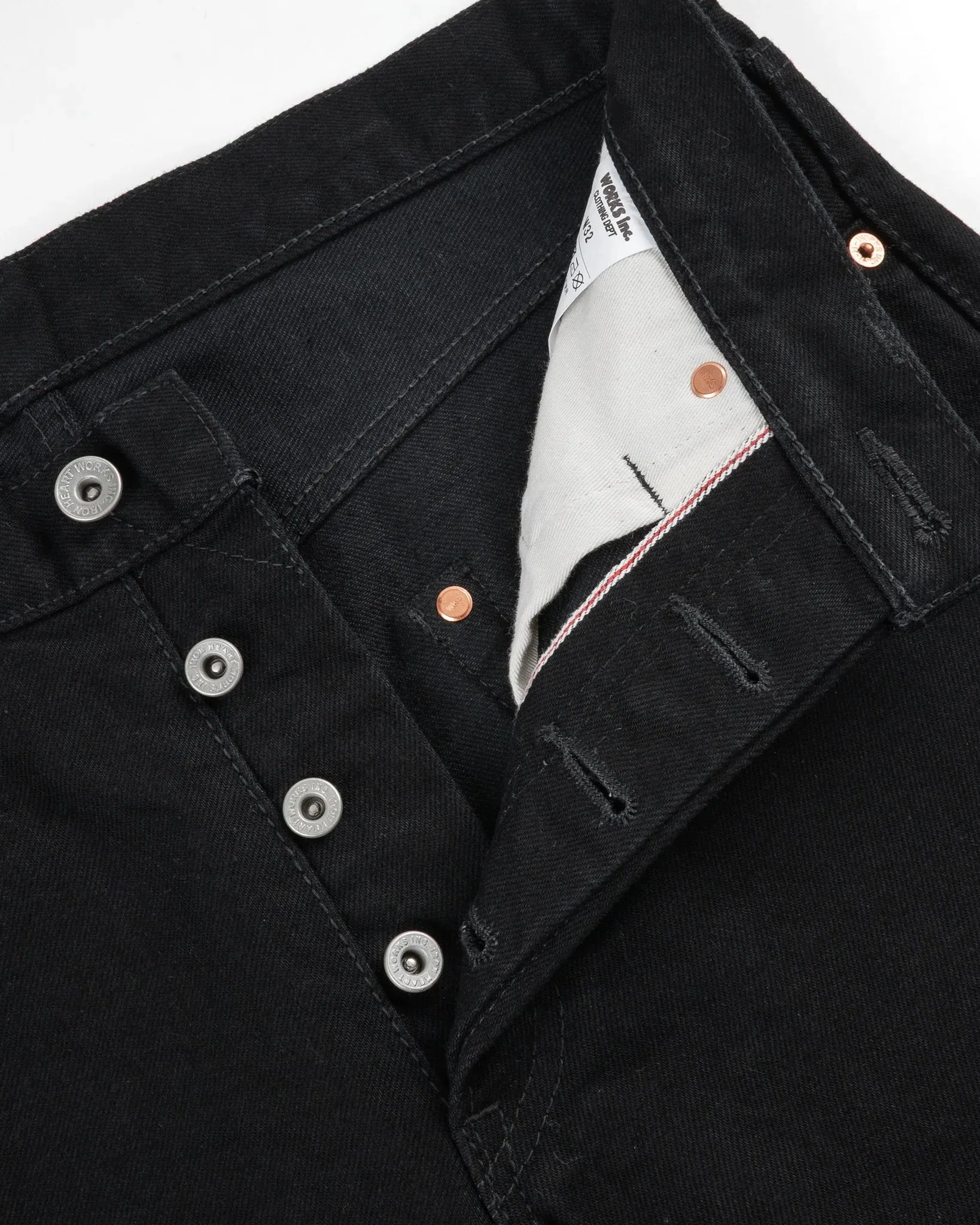 Iron Heart IH-634S-142bb 14oz Selvedge Denim Straight Cut Jeans - Black/Black sold by Franklin and Poe product image thumbnail 5