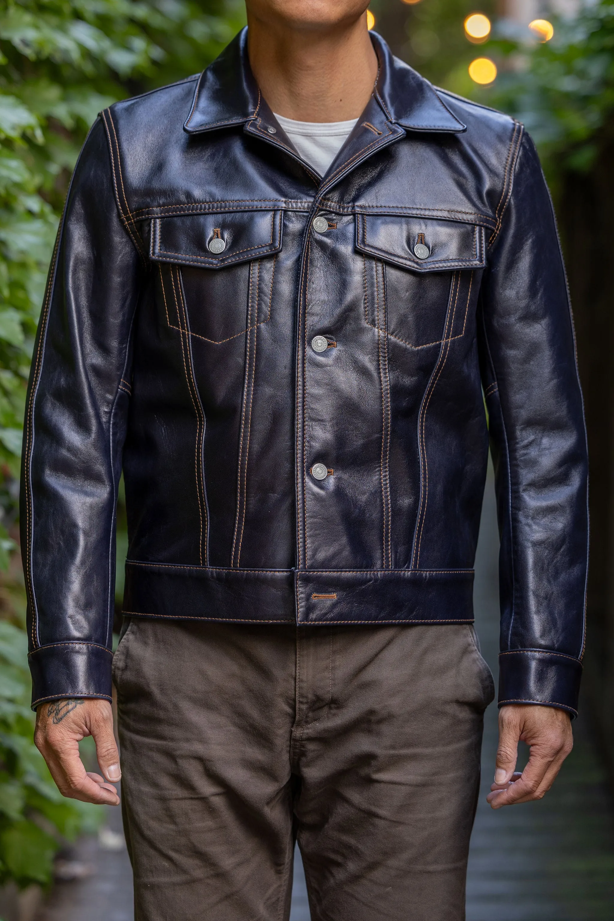 Y'2 IB-139 Indigo Horsehide Type-III Jacket sold by Franklin and Poe