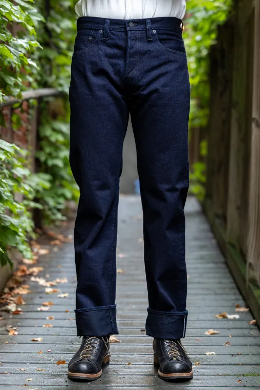 Pure Blue Japan XX-003-IDBK Regular Straight - 14oz Indigo x Black Denim (Rinsed) sold by Franklin and Poe