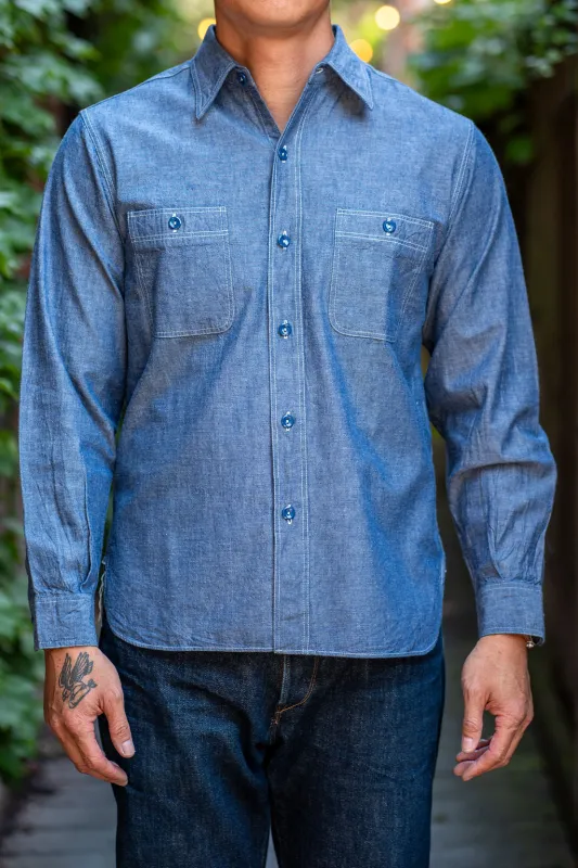 Buzz Rickson's BR25995 Chambray Work Shirt - Blue sold by Franklin and Poe