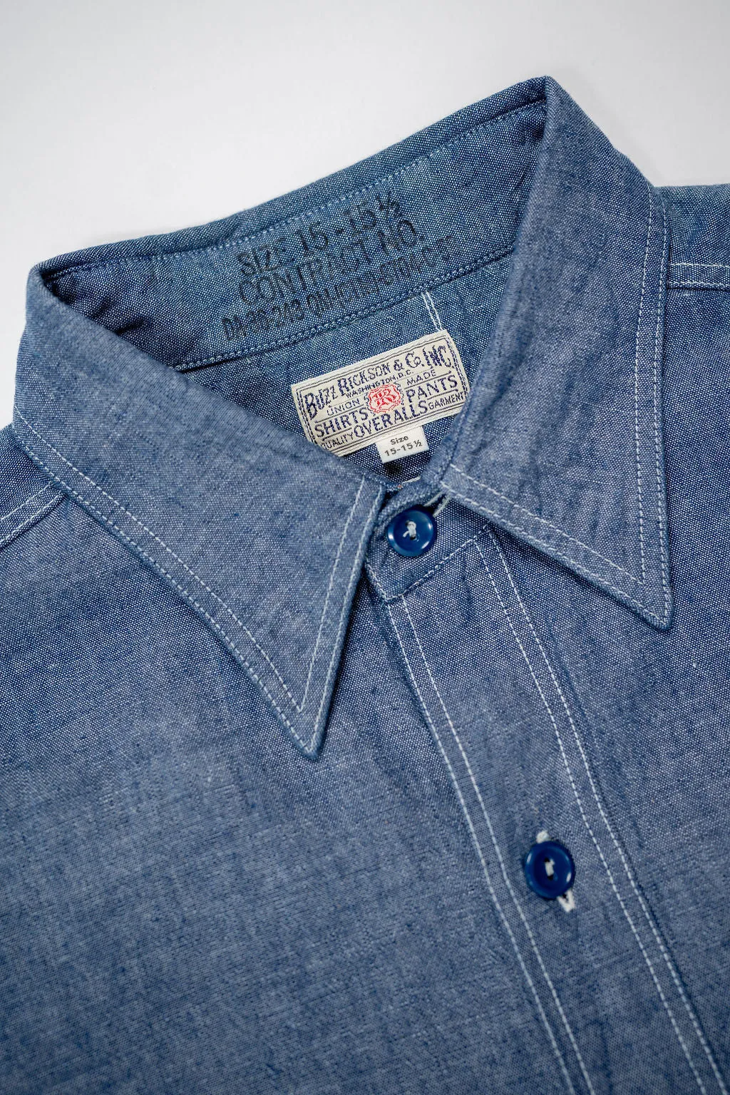 Buzz Rickson's BR25995 Chambray Work Shirt - Blue sold by Franklin and Poe product image thumbnail 5