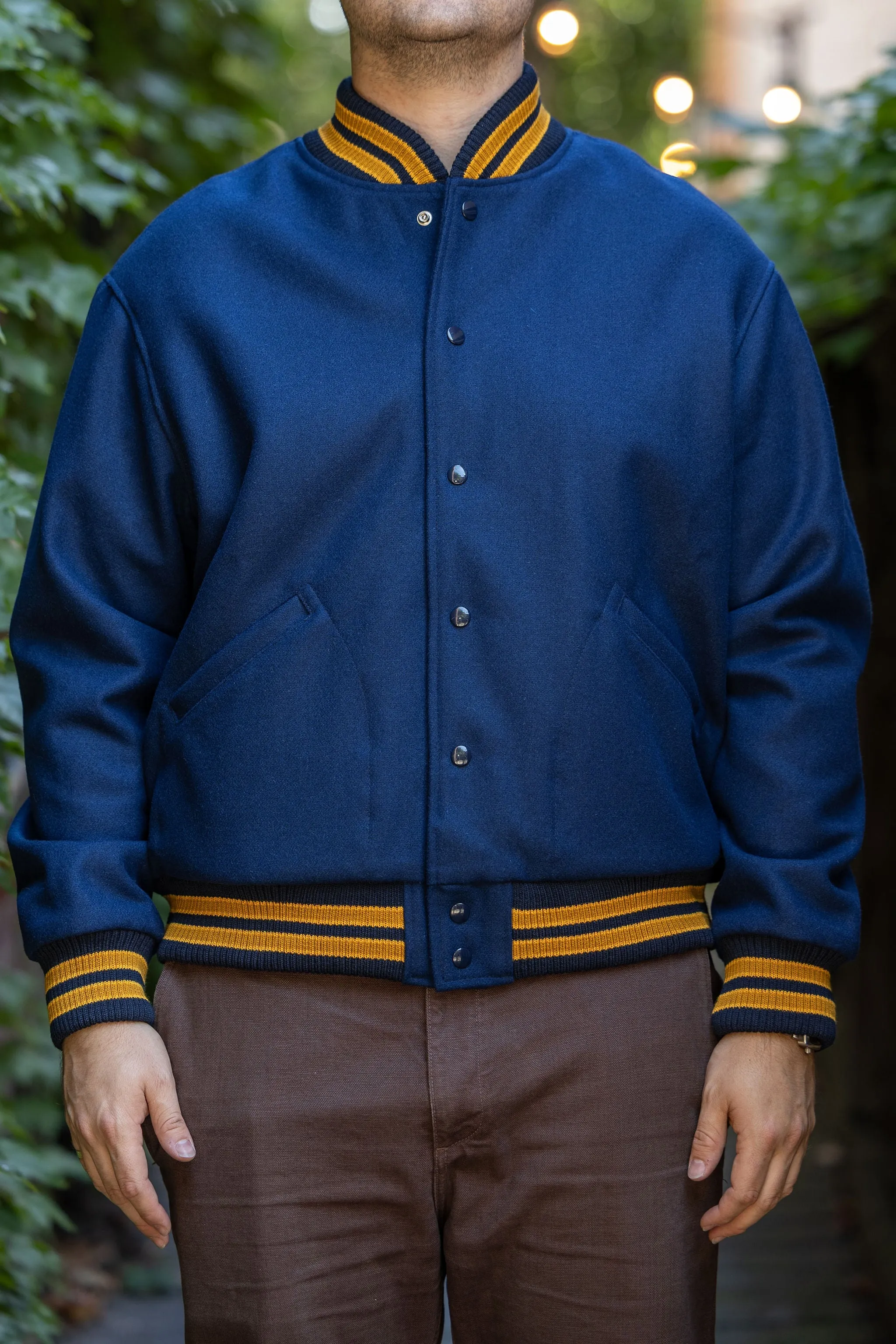 Dehen 1920 60's Club Jacket - Nittany Navy Melton Wool sold by Franklin and Poe