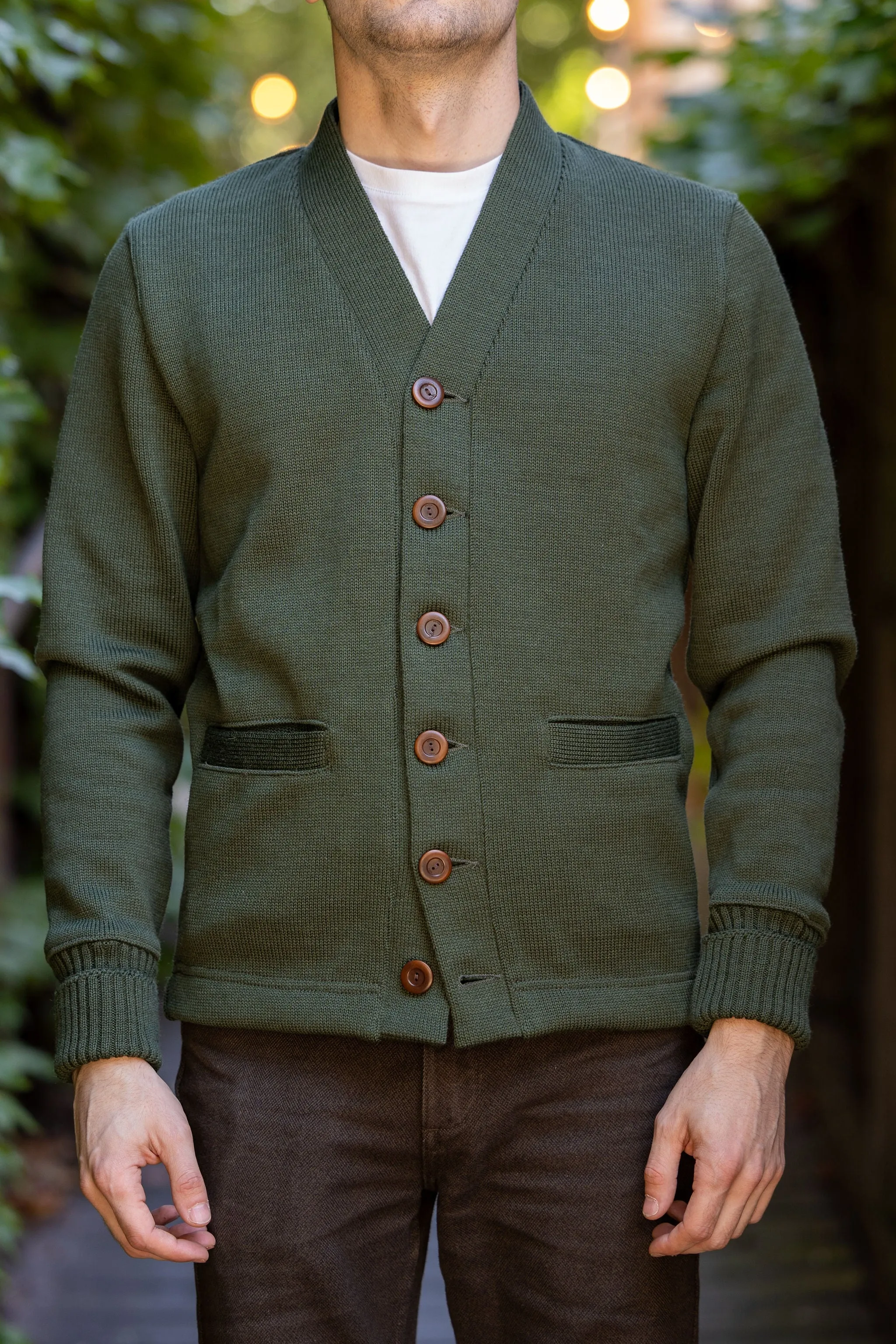 Dehen 1920 Classic Cardigan - Spruce sold by Franklin and Poe