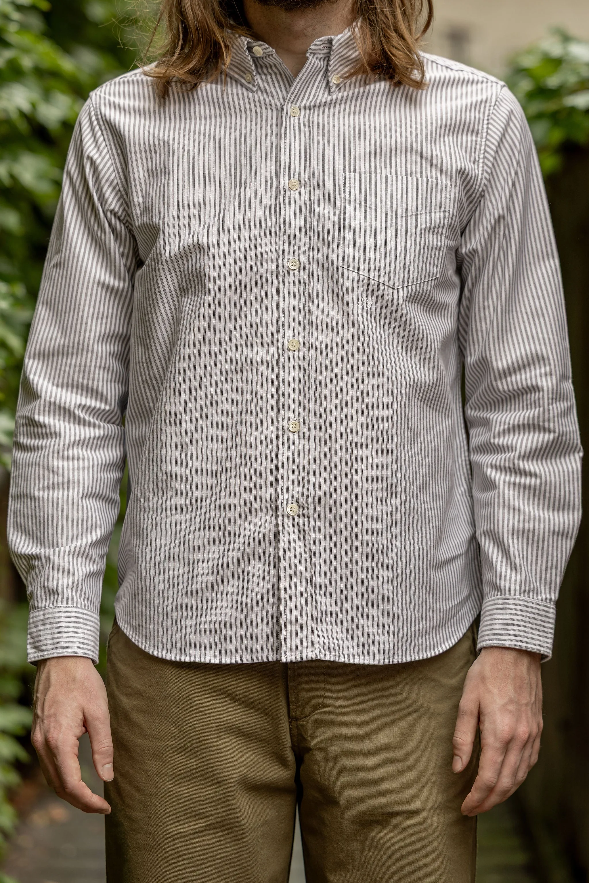 Knickerbocker "Beefy" Cotton Oxford - Brown Stripe sold by Franklin and Poe