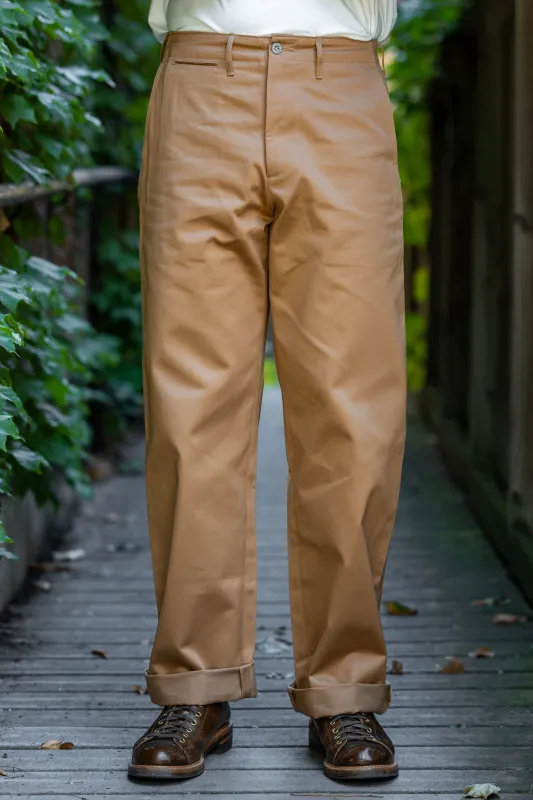 Buzz Rickson's M43035 Early Military Chinos 1945 Model (One Wash) - Camel sold by Franklin and Poe