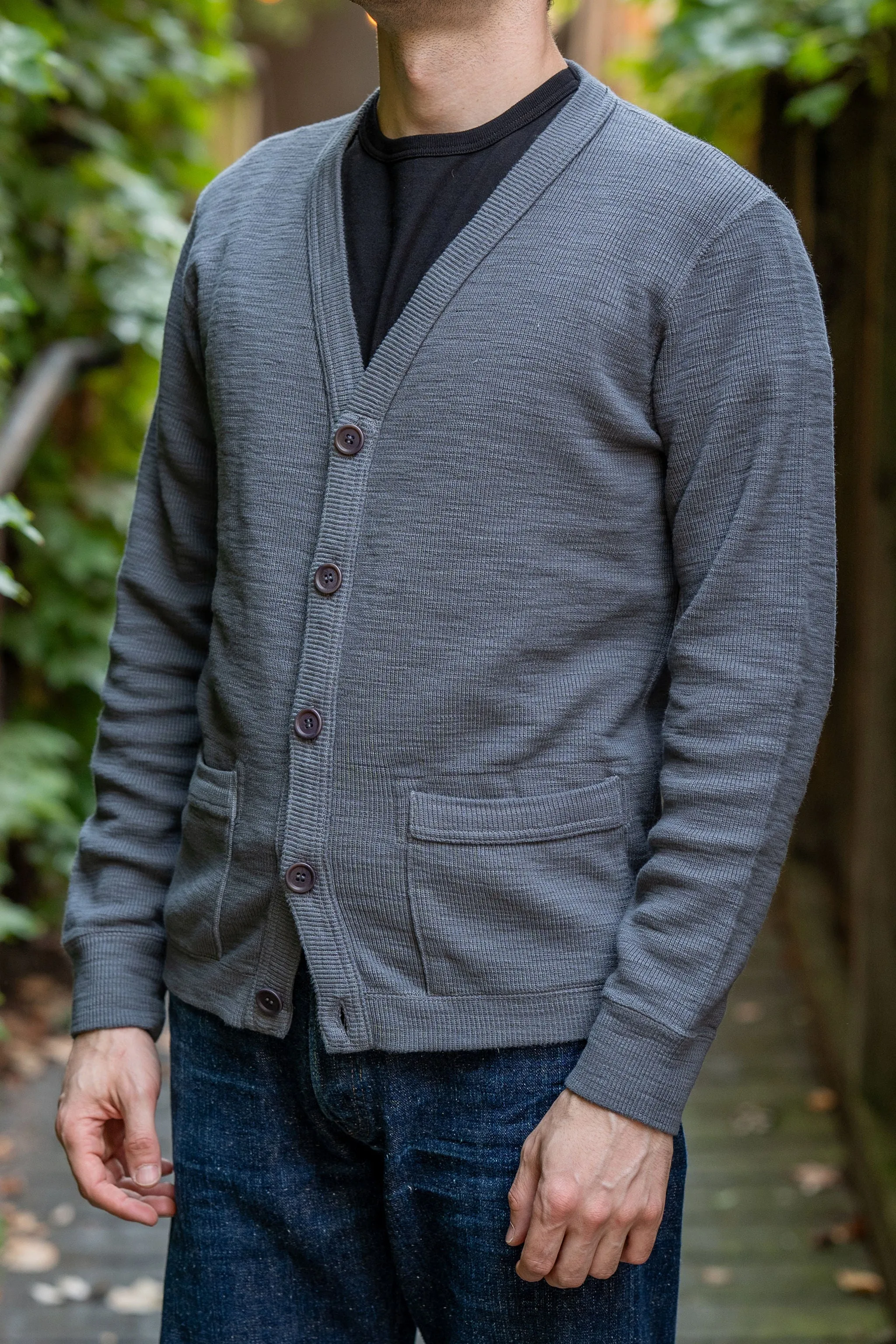 UES 772301 Single Rib Cardigan - Gray sold by Franklin and Poe product image thumbnail 2