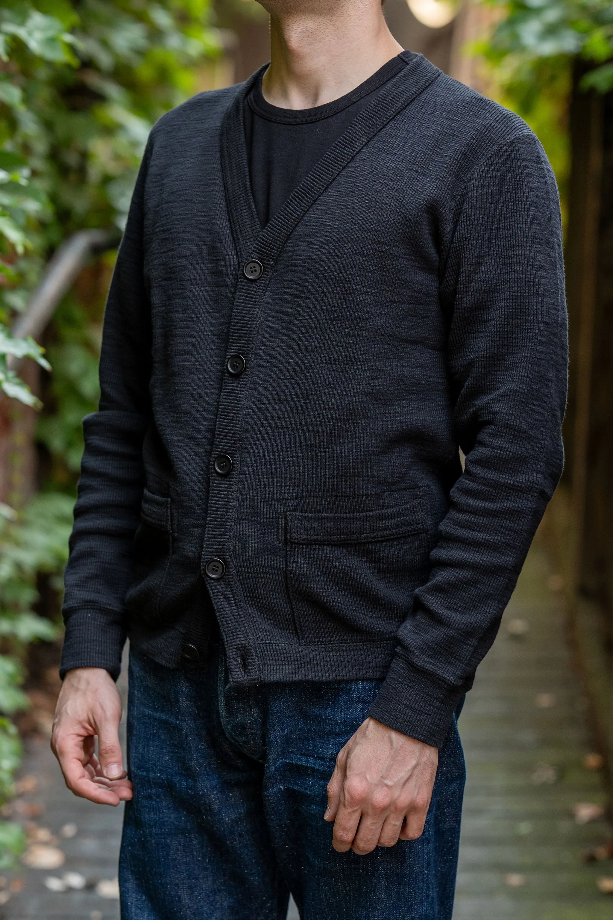 UES 772301 Single Rib Cardigan - Black sold by Franklin and Poe product image thumbnail 2