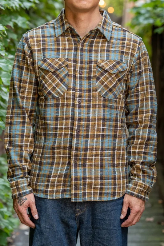 UES 502554 Slubby Flannel Shirts - Mustard sold by Franklin and Poe