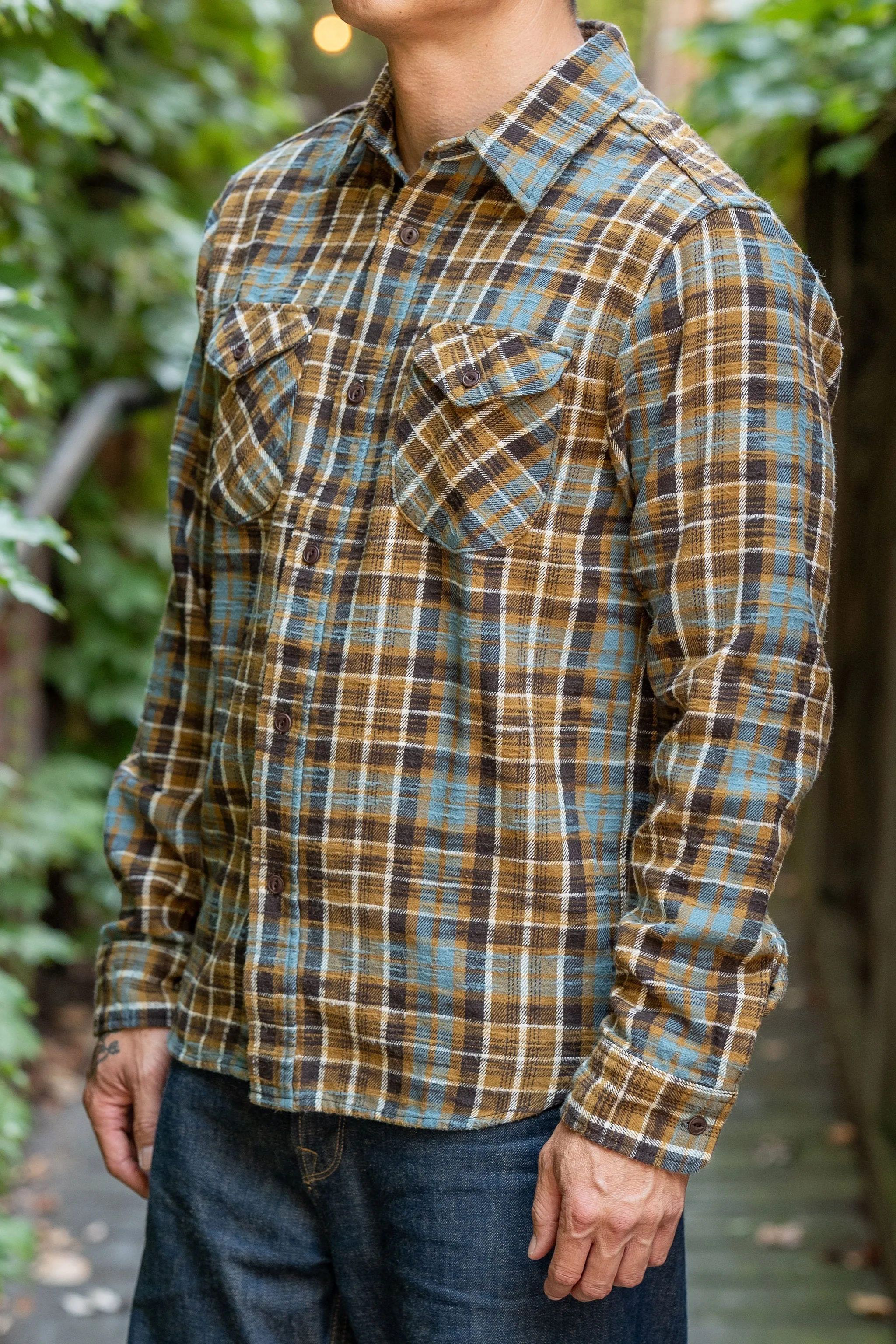 UES 502554 Slubby Flannel Shirts - Mustard sold by Franklin and Poe product image thumbnail 2