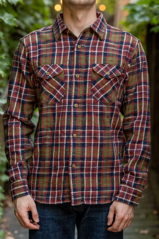 UES 502554 Slubby Flannel Shirts - Red sold by Franklin and Poe