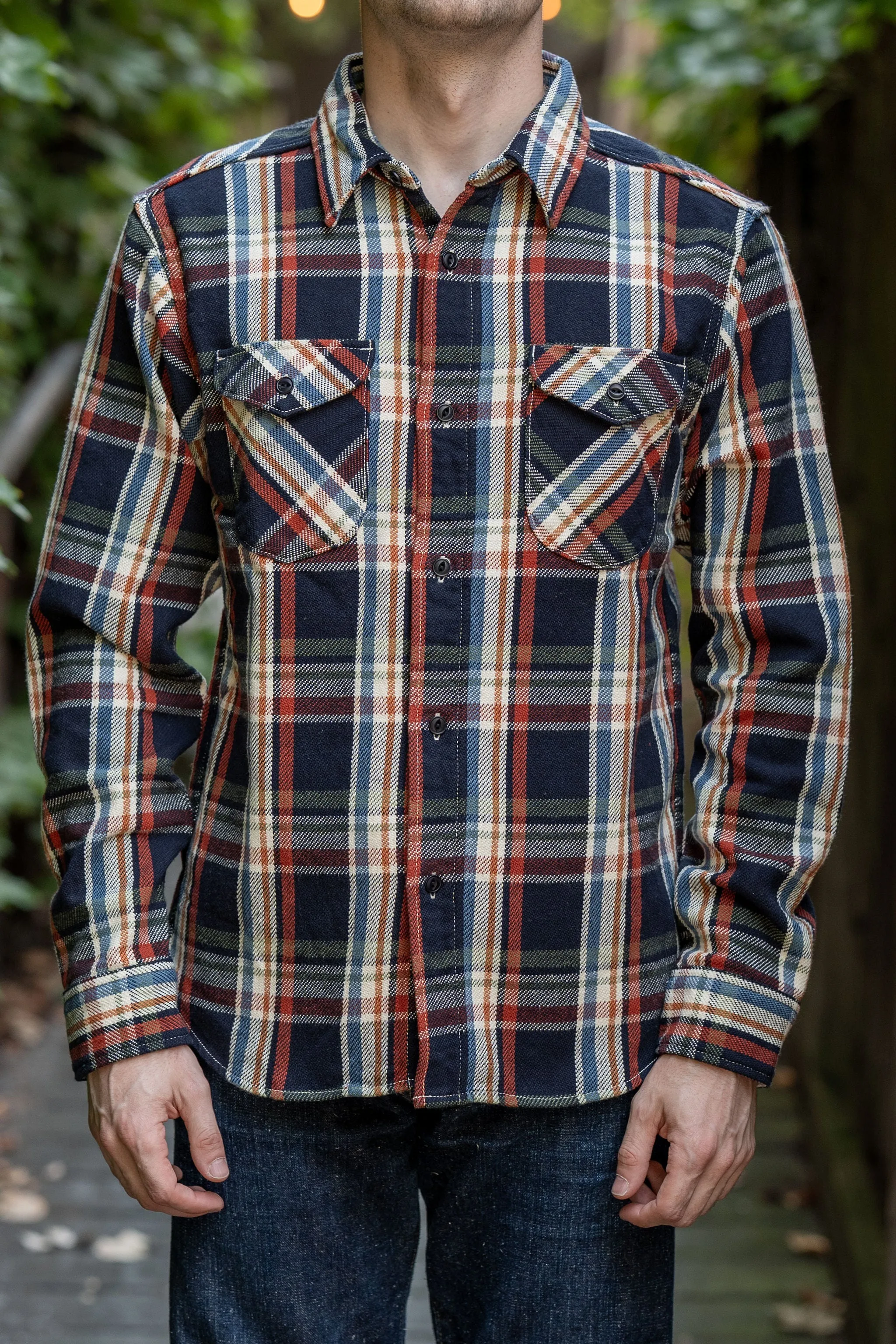 UES 502553 Heavy Flannel Shirts - Navy sold by Franklin and Poe