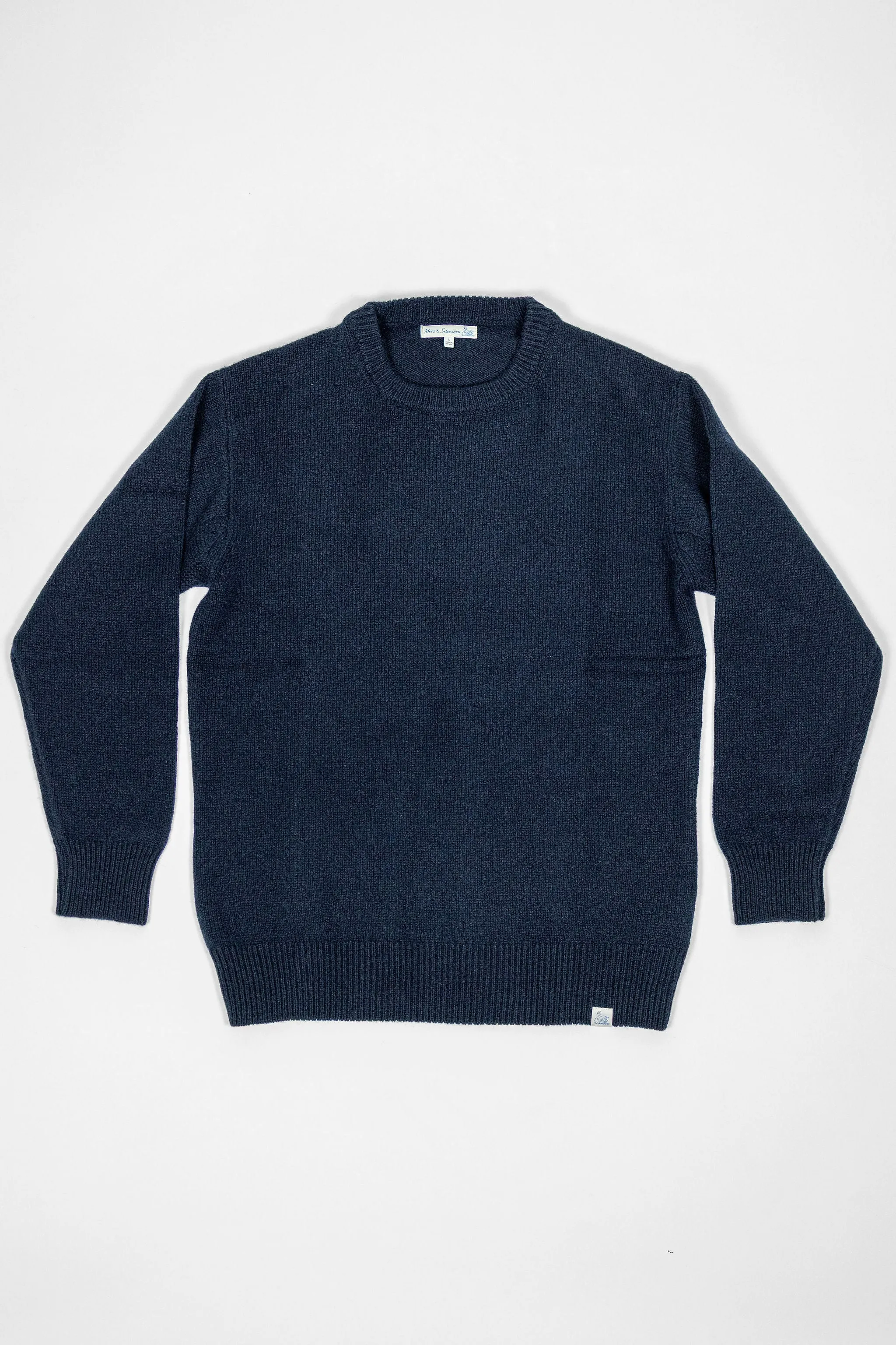 Merz b. Schwanen LOCC01 Crew Pullover Merino Cashmere Blend - Dark Navy sold by Franklin and Poe product image thumbnail 4