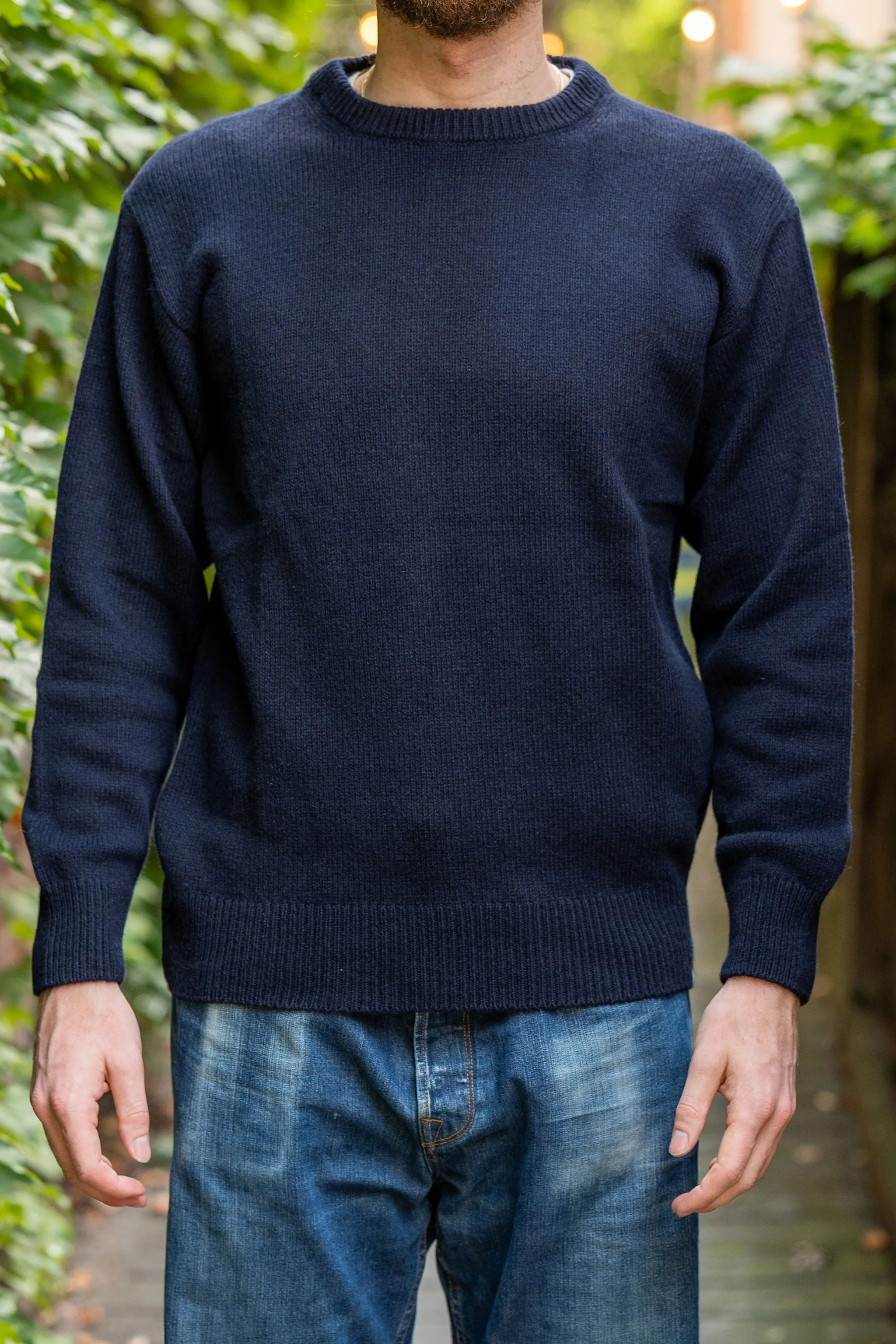 Merz b. Schwanen LOCC01 Crew Pullover Merino Cashmere Blend - Dark Navy sold by Franklin and Poe