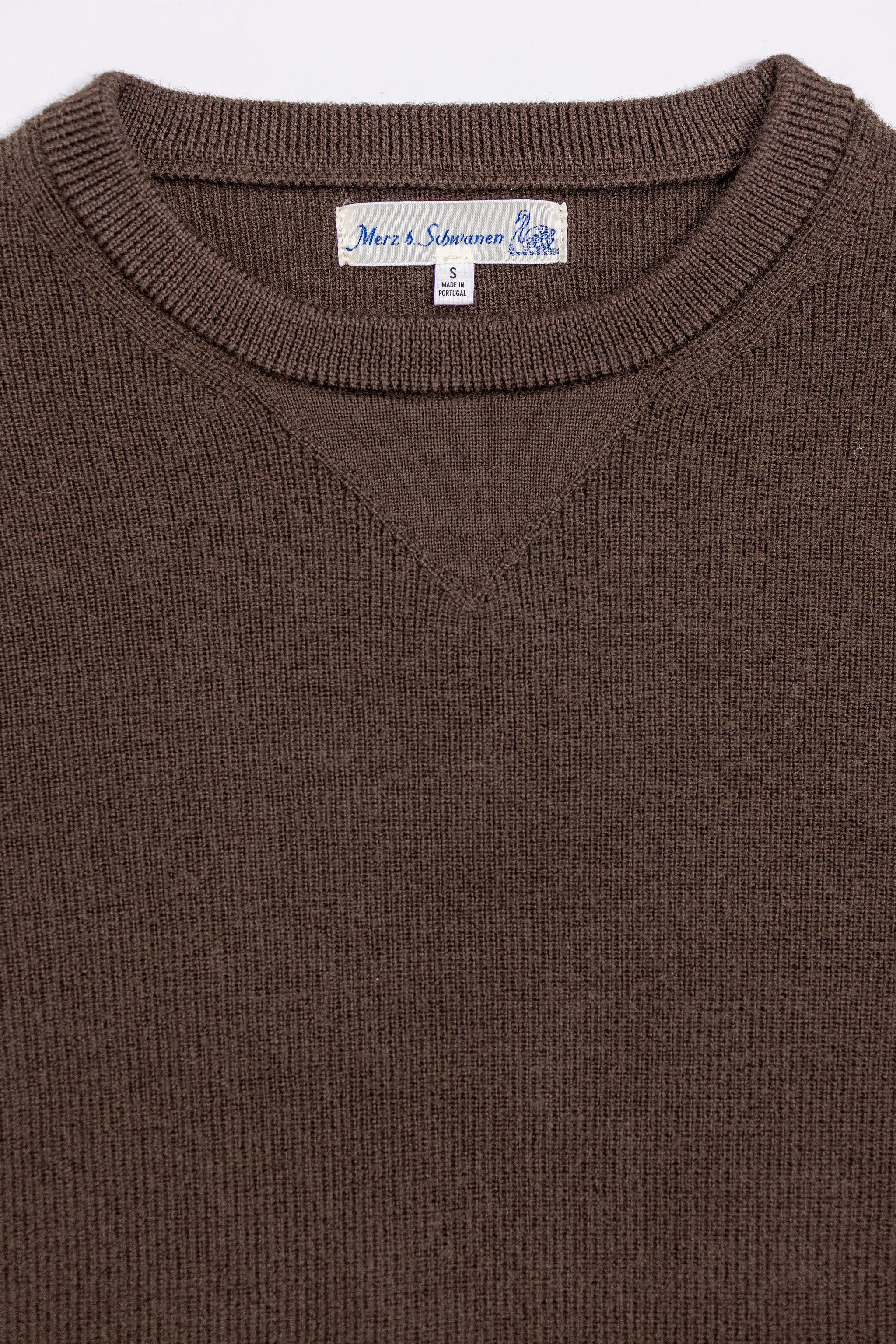 Merz b. Schwanen MWCC01 Pullover Merino Ribbed Structure - Coffee sold by Franklin and Poe product image thumbnail 5