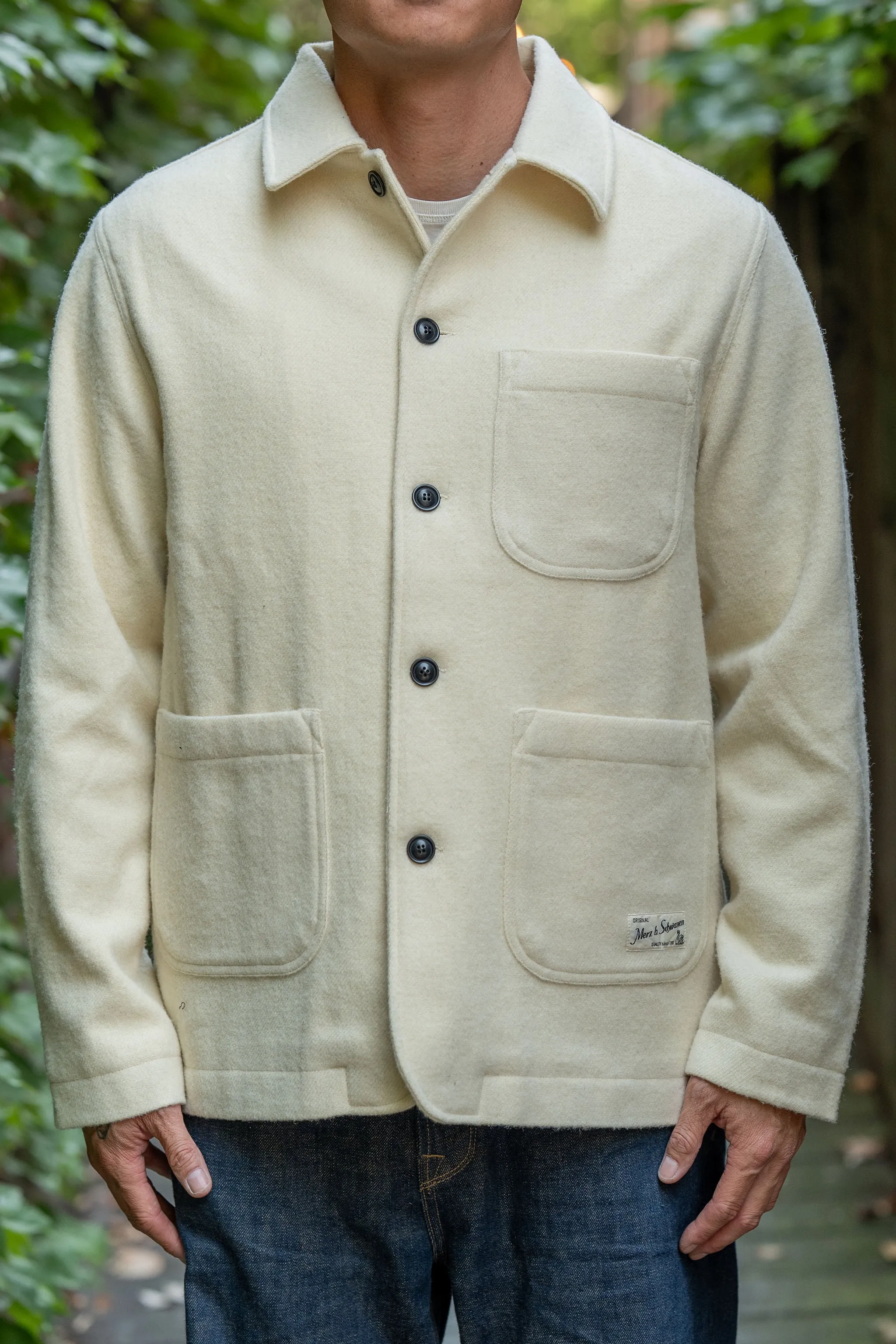 Merz b. Schwanen JKT05WO Burel Wool Jacket Relaxed Fit - Nature sold by Franklin and Poe