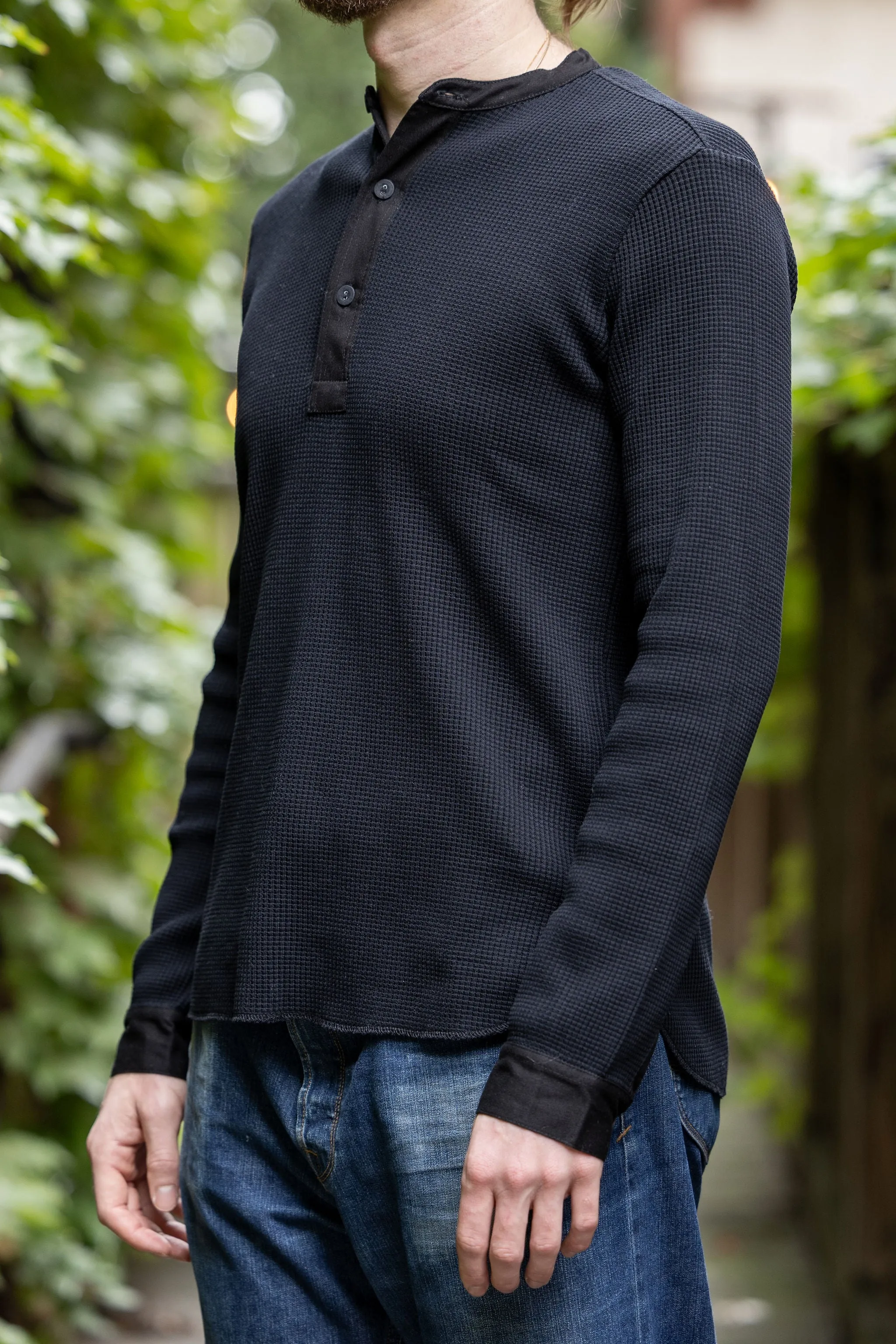 Hansen Garments Hermann Long Sleeve Henley - Black sold by Franklin and Poe product image thumbnail 2