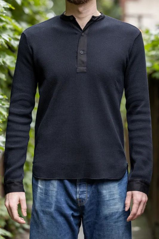 Hansen Garments Hermann Long Sleeve Henley - Black sold by Franklin and Poe
