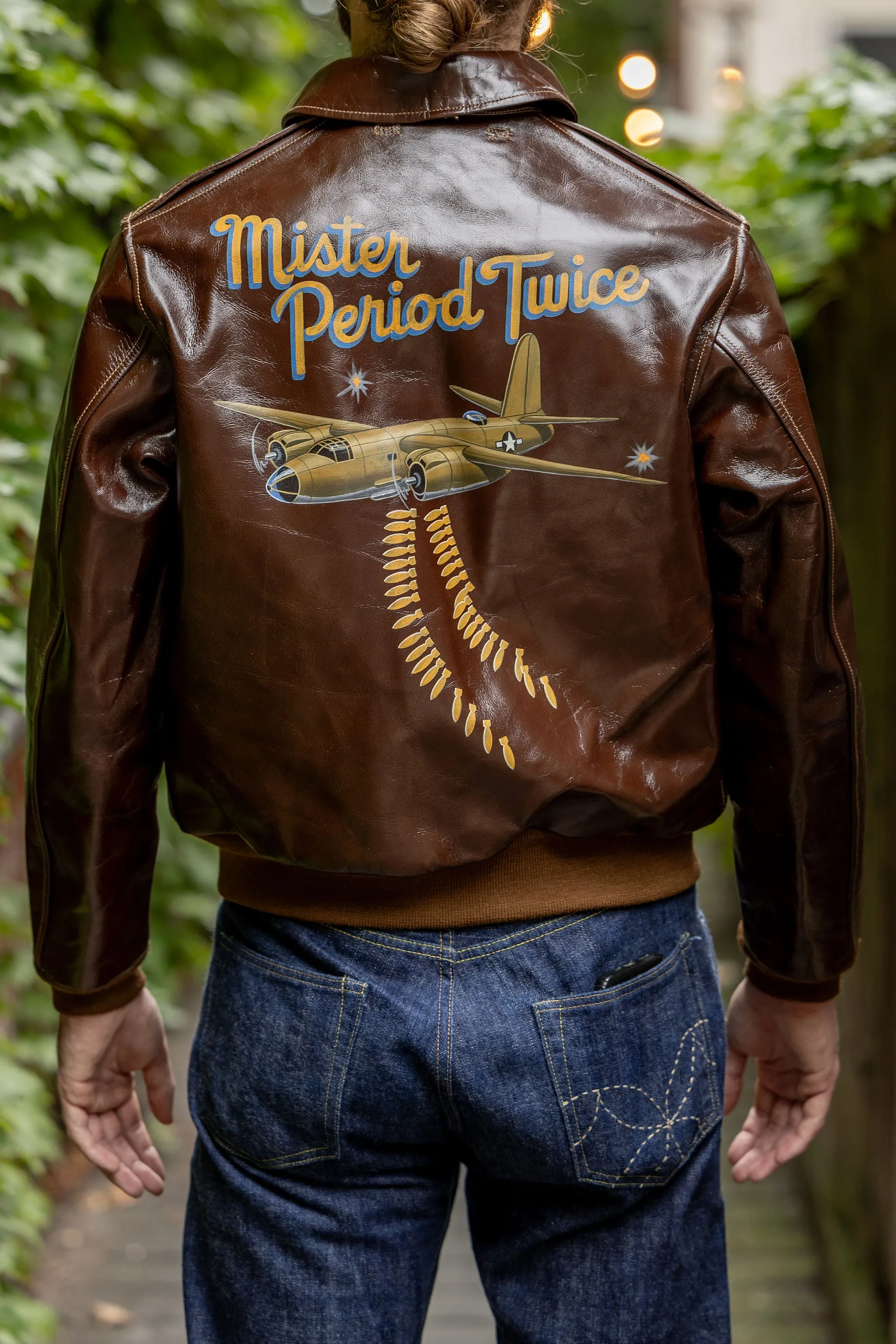 Buzz Rickson's BR80668 A-2 Rough Wear Clothing Co. 451st Bomb. SQ. "Mister Period Twice". sold by Franklin and Poe product image thumbnail 3