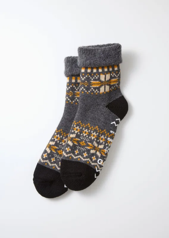 RoToTo R1624 Comfy Room Socks Snowflake - Dark Gray sold by Franklin and Poe