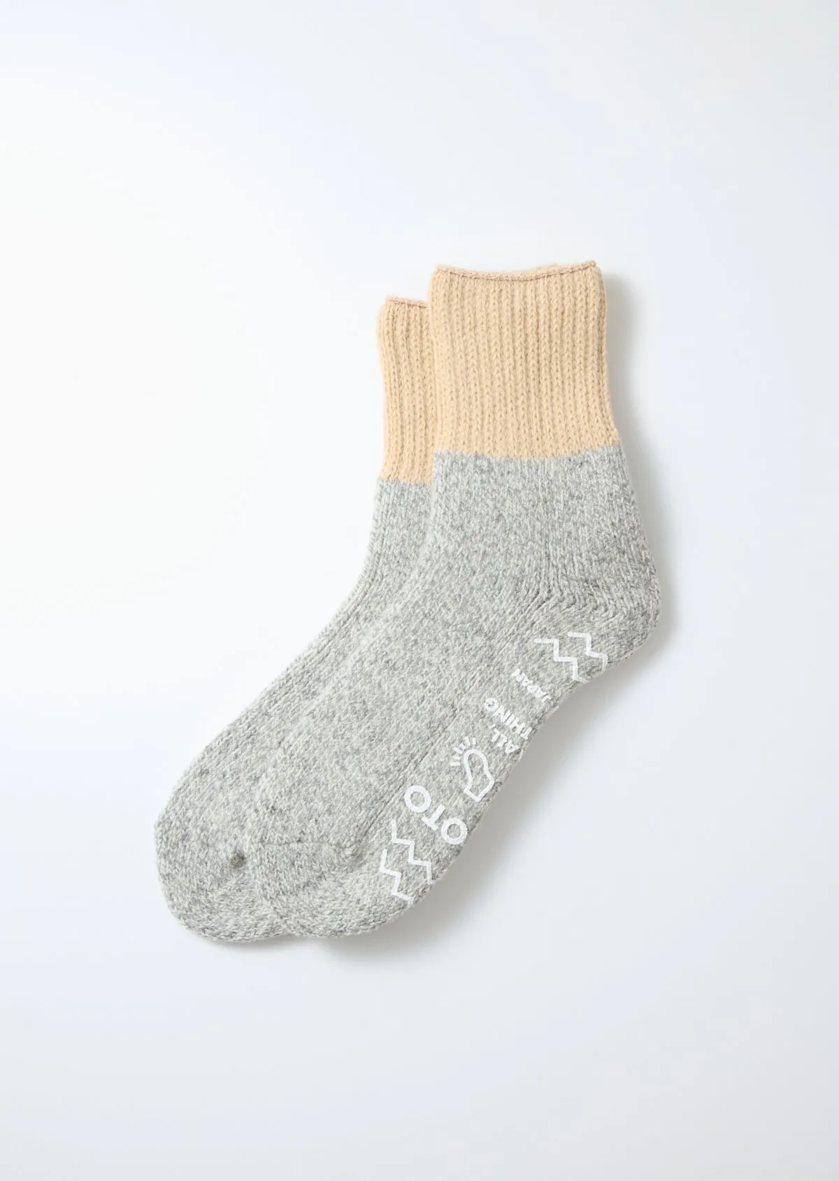 RoToTo R1618 Retro Winter Room Socks - Light Beige sold by Franklin and Poe