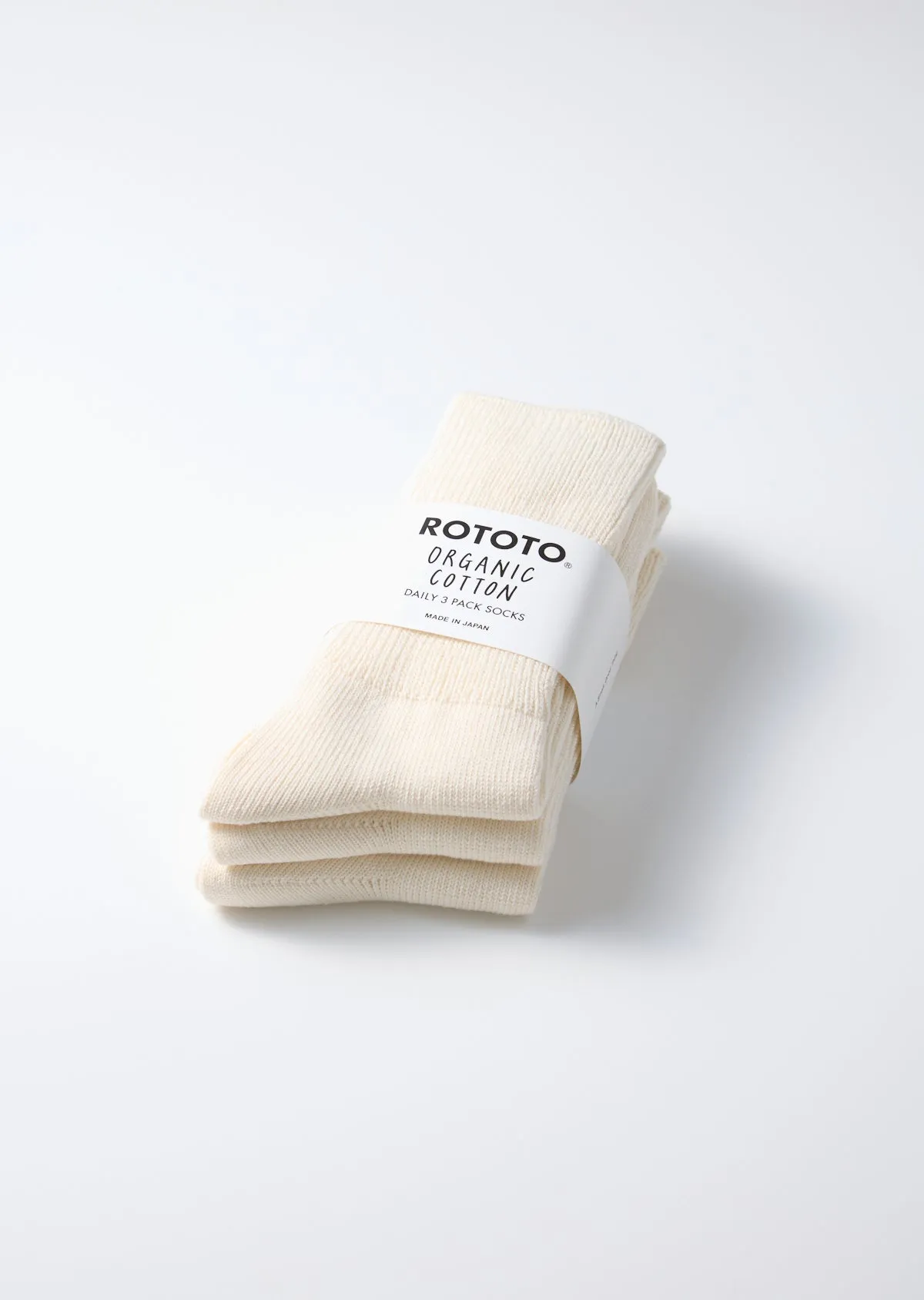 RoToTo R1427 Organic Daily 3 Pack Ribbed Crew Socks - Ivory sold by Franklin and Poe