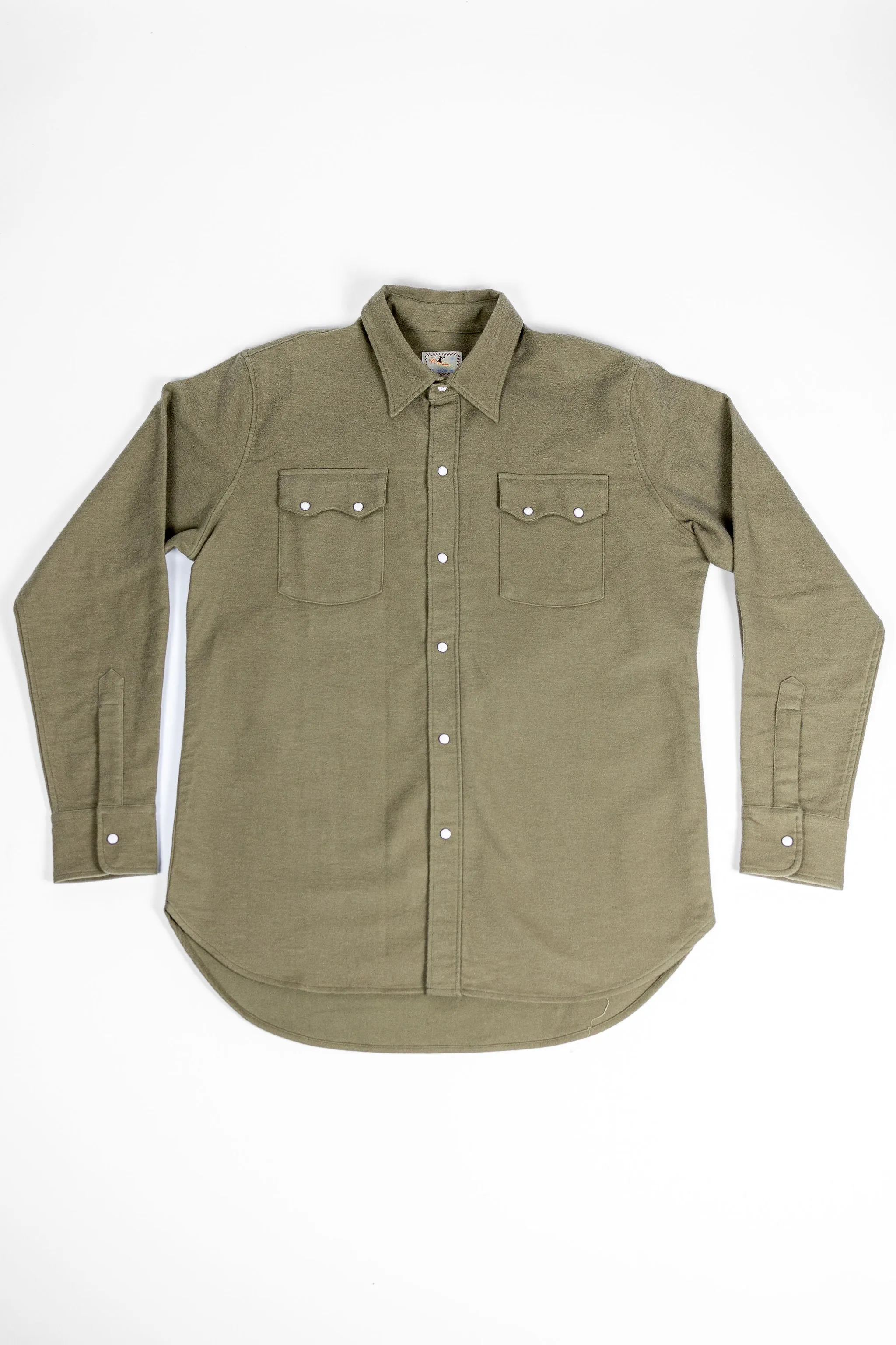 Wythe Moleskin Pearlsnap Shirt - Olive sold by Franklin and Poe product image thumbnail 4