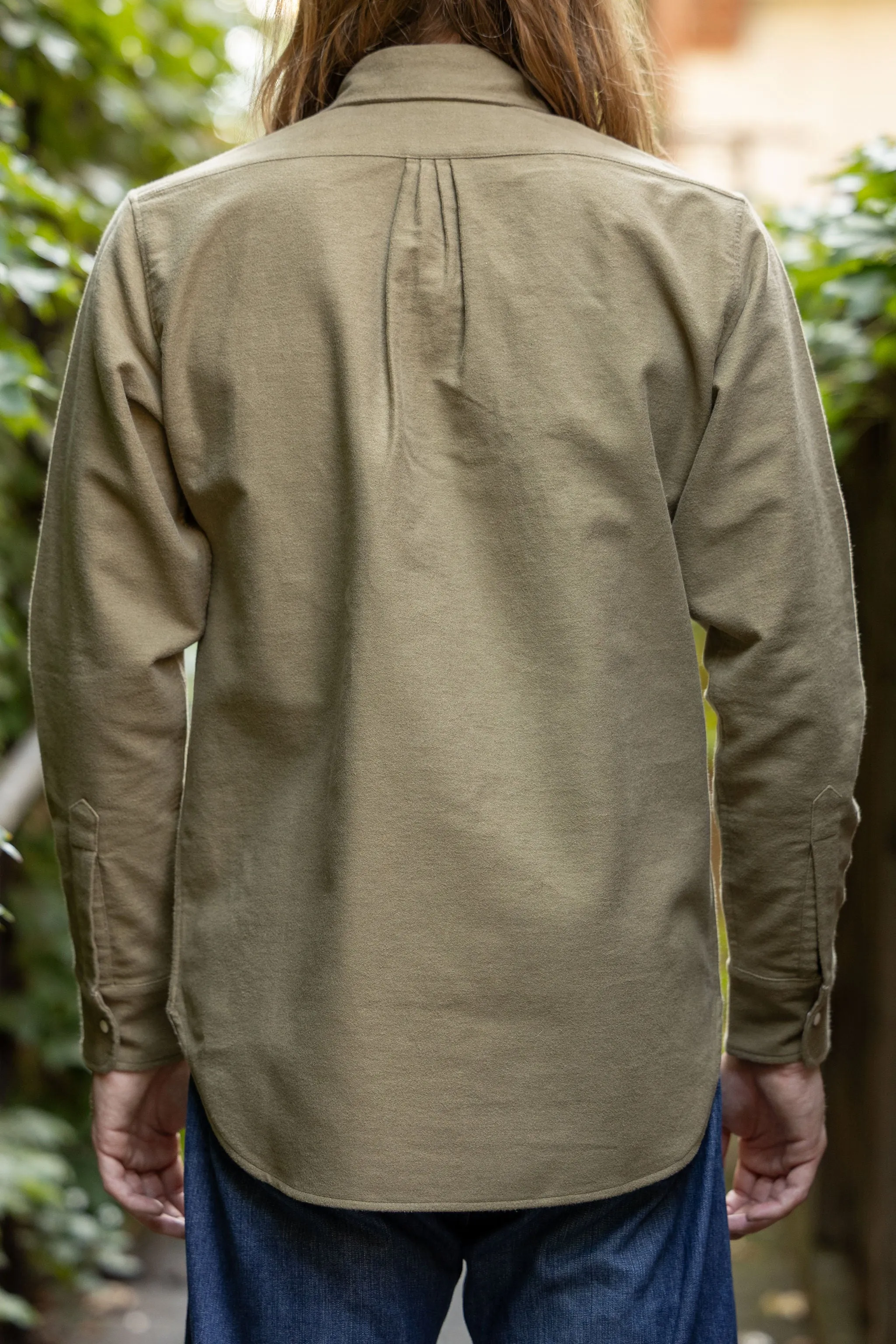 Wythe Moleskin Pearlsnap Shirt - Olive sold by Franklin and Poe product image thumbnail 3