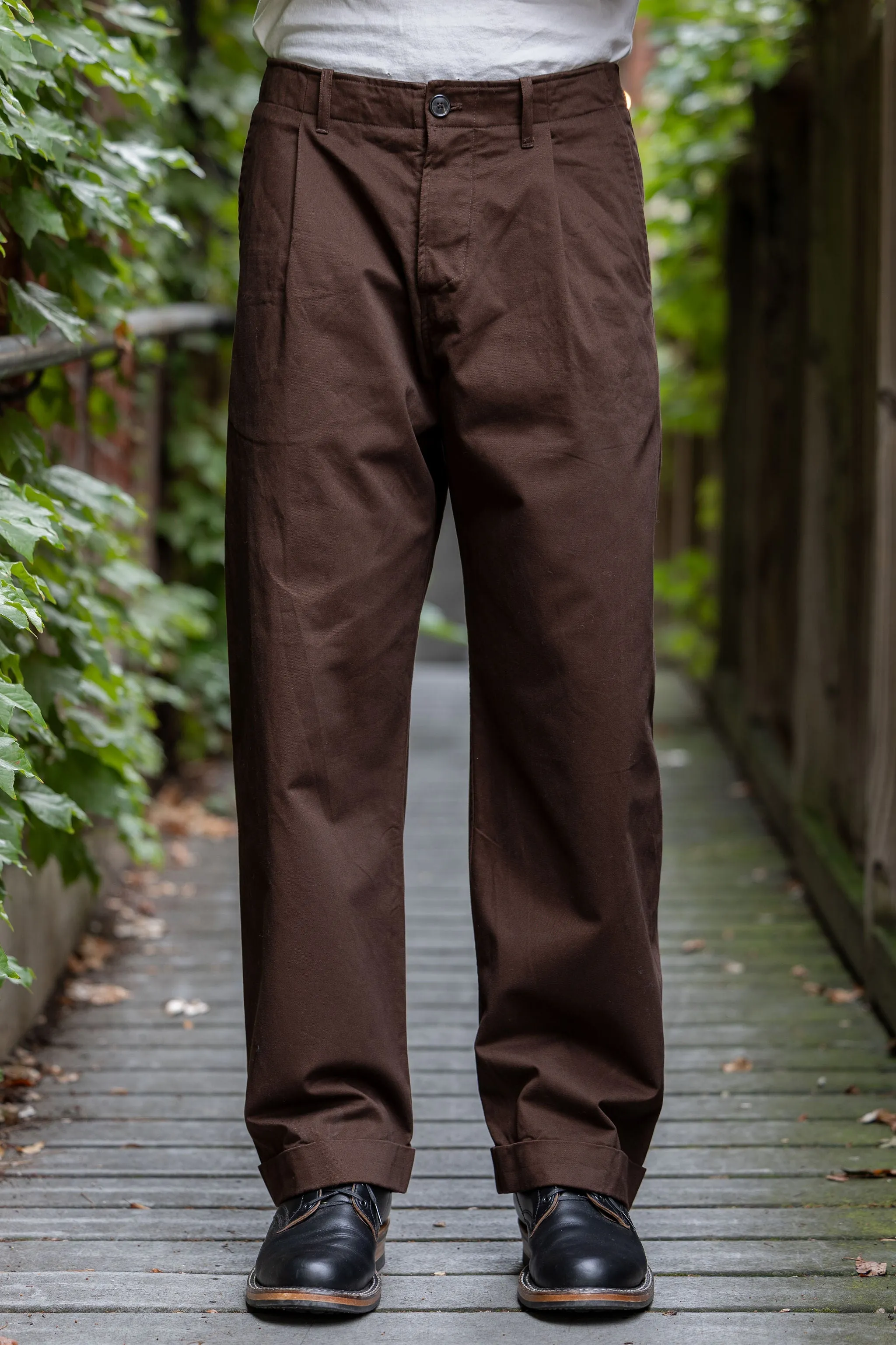 Hansen Garments Bobby Wide Pleated Trousers - Chestnut sold by Franklin and Poe