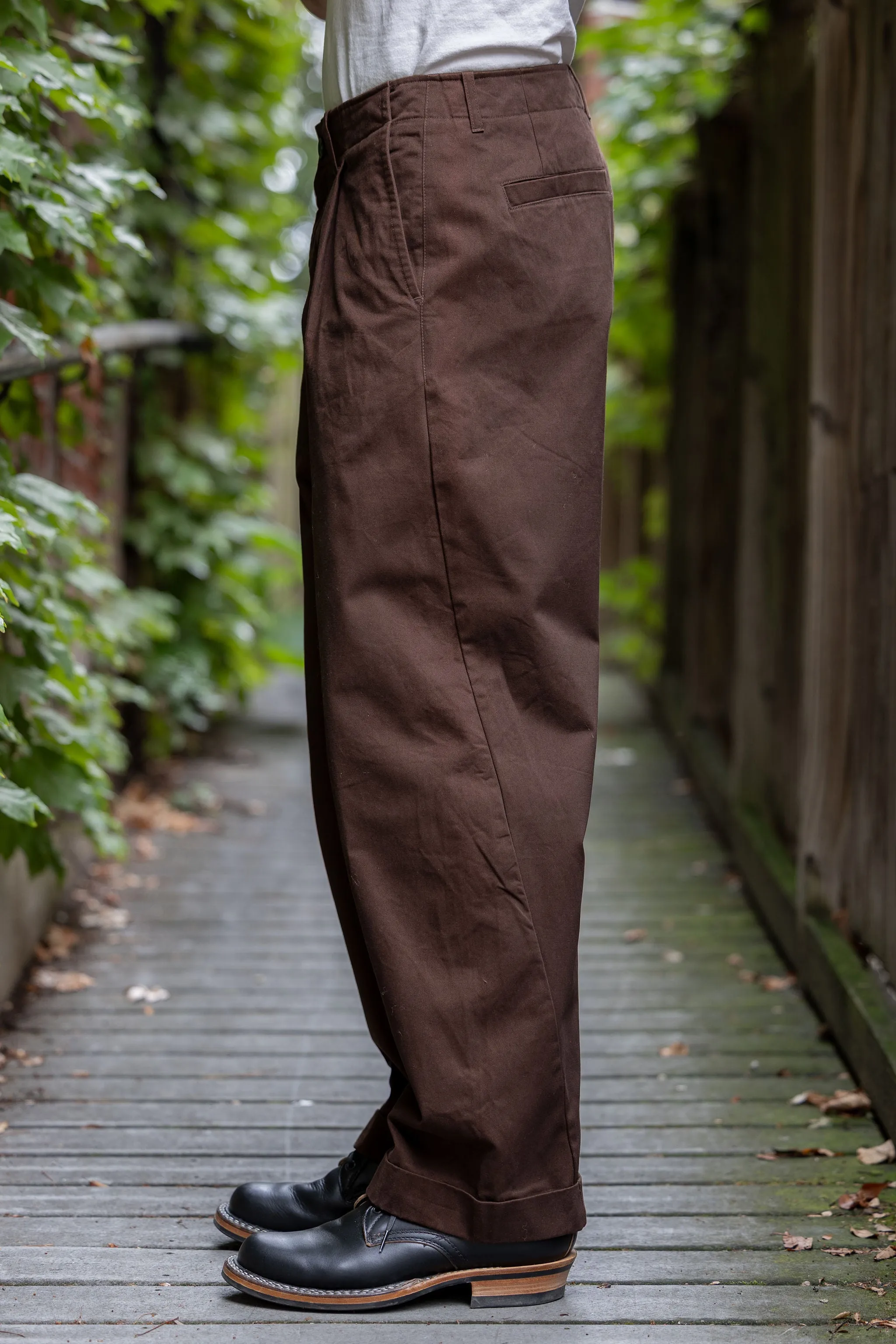 Hansen Garments Bobby Wide Pleated Trousers - Chestnut sold by Franklin and Poe product image thumbnail 2