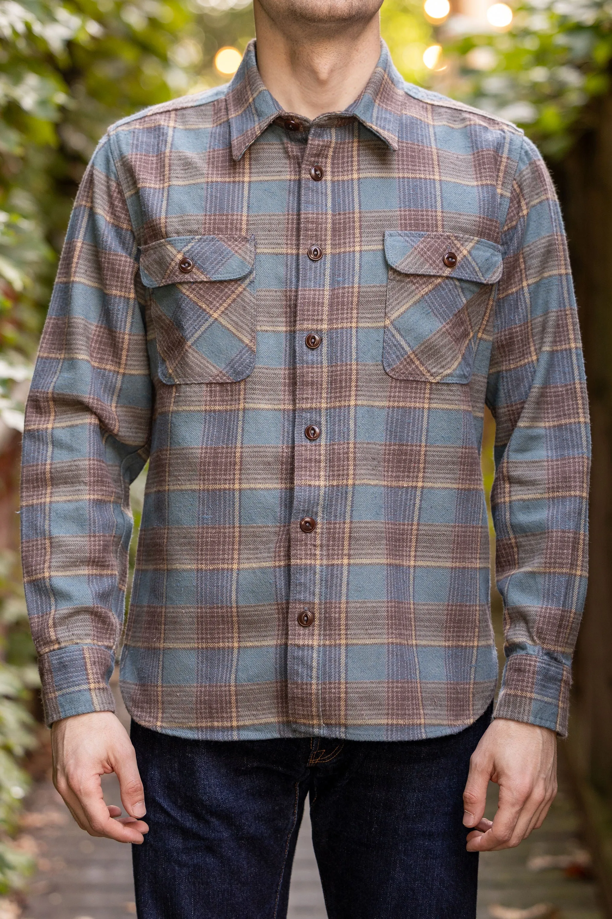 Freenote Cloth Jepson - Dusty Blue Plaid sold by Franklin and Poe