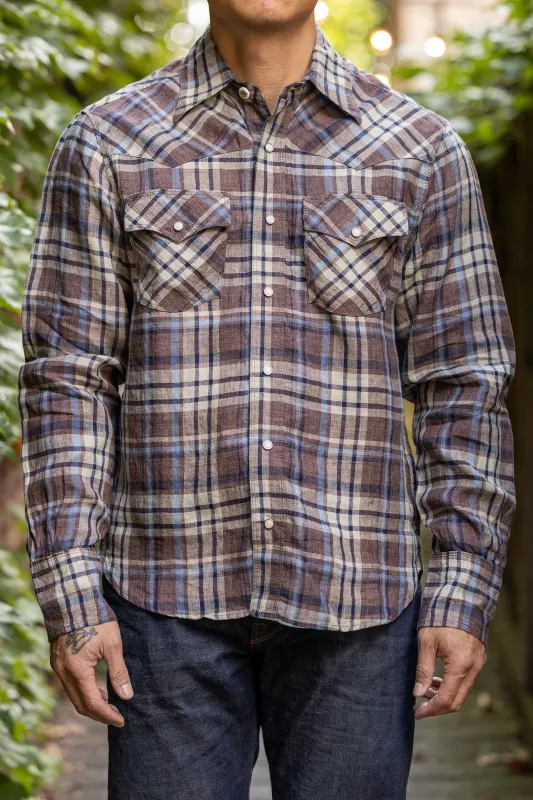 Freenote Cloth Western Scout - Pheasant Brown Plaid sold by Franklin and Poe