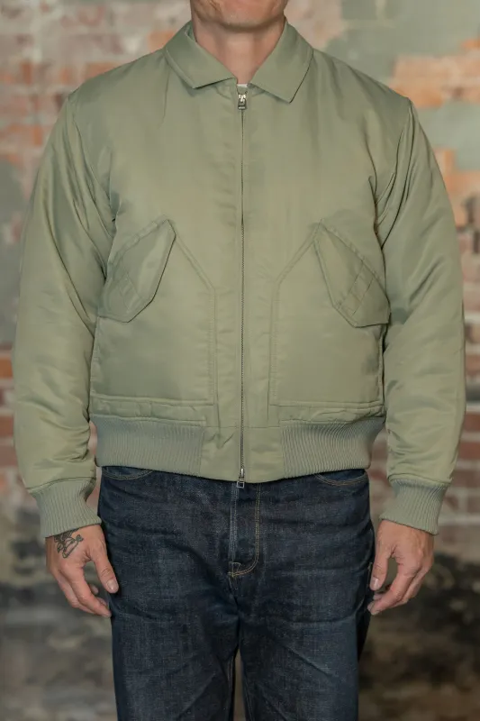 3sixteen CWU Flight Jacket - Sage Aviator Satin sold by Franklin and Poe