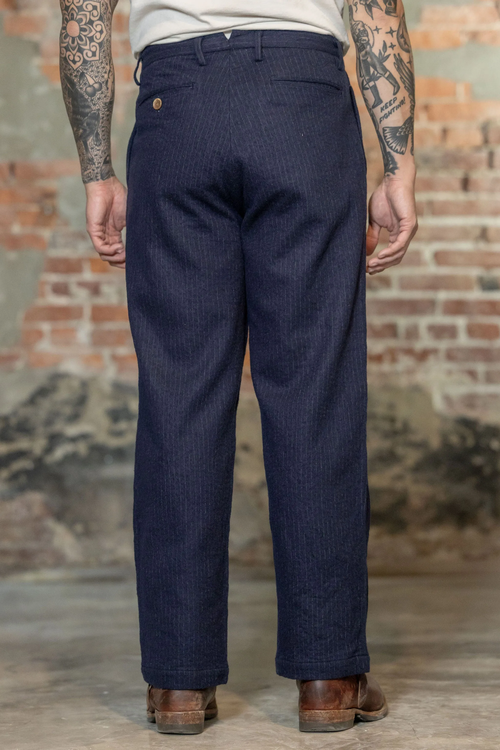 Seuvas C/W 2-Tuck Trousers - Navy sold by Franklin and Poe product image thumbnail 3