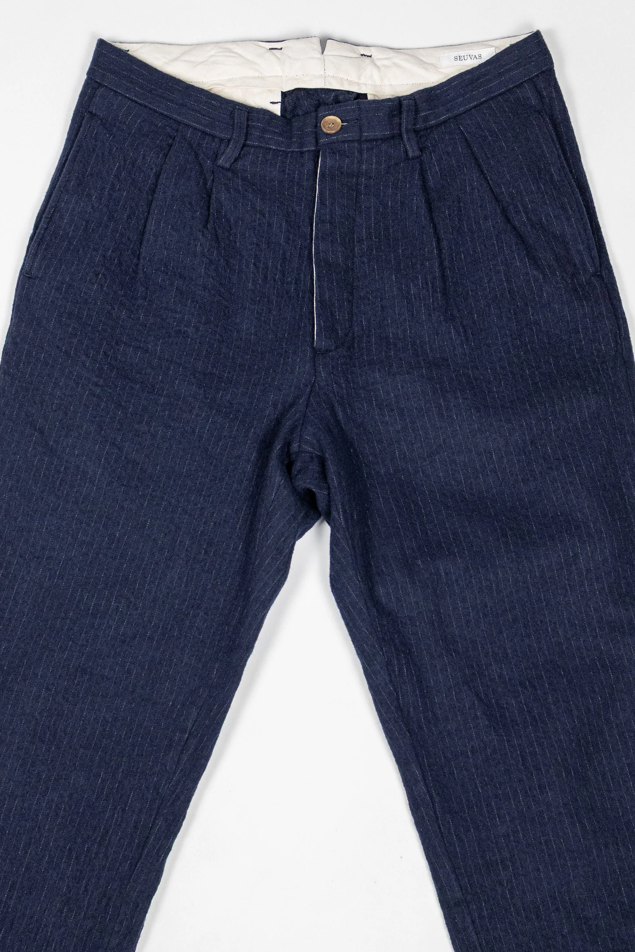 Seuvas C/W 2-Tuck Trousers - Navy sold by Franklin and Poe product image thumbnail 4
