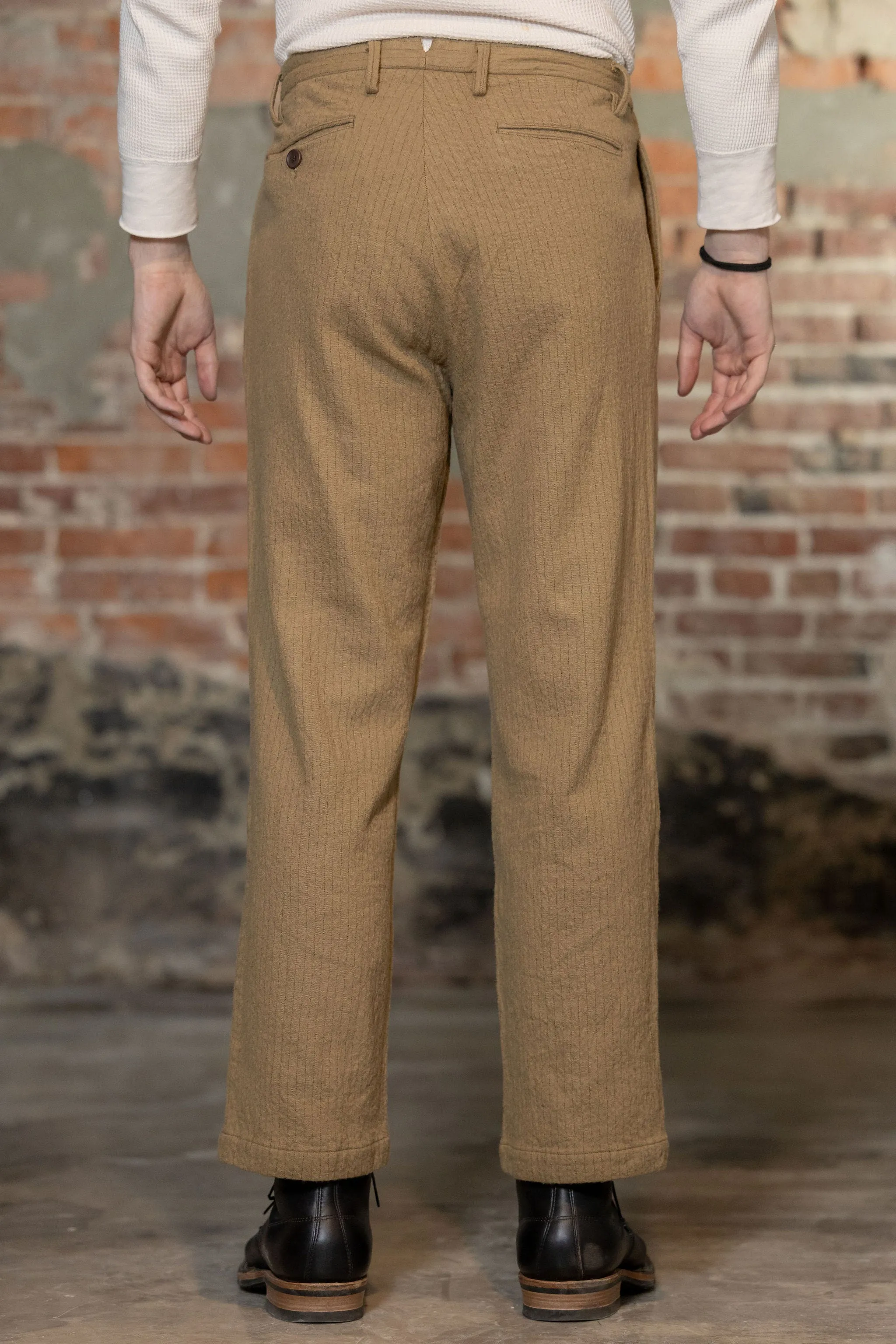 Seuvas C/W 2-Tuck Trousers - Khaki sold by Franklin and Poe product image thumbnail 3