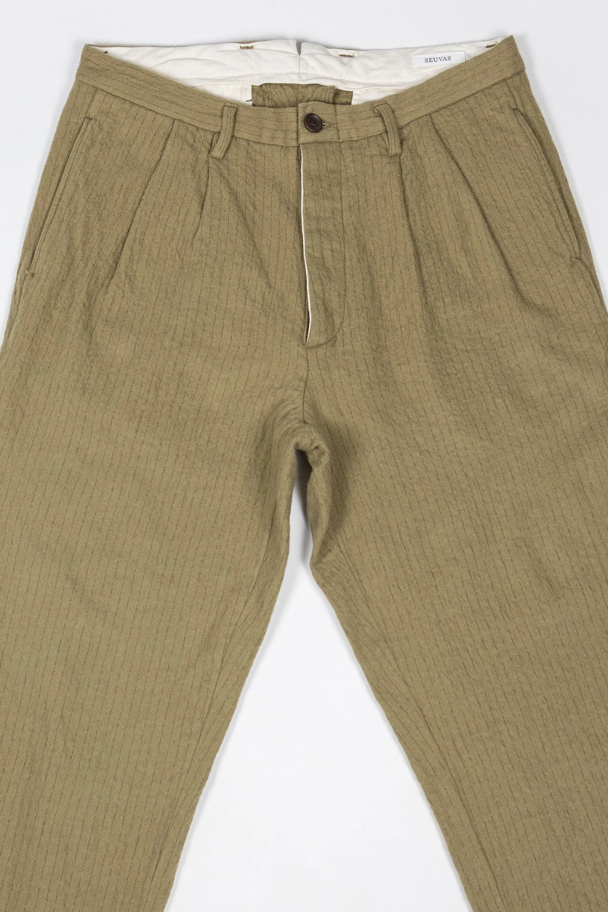 Seuvas C/W 2-Tuck Trousers - Khaki sold by Franklin and Poe product image thumbnail 4