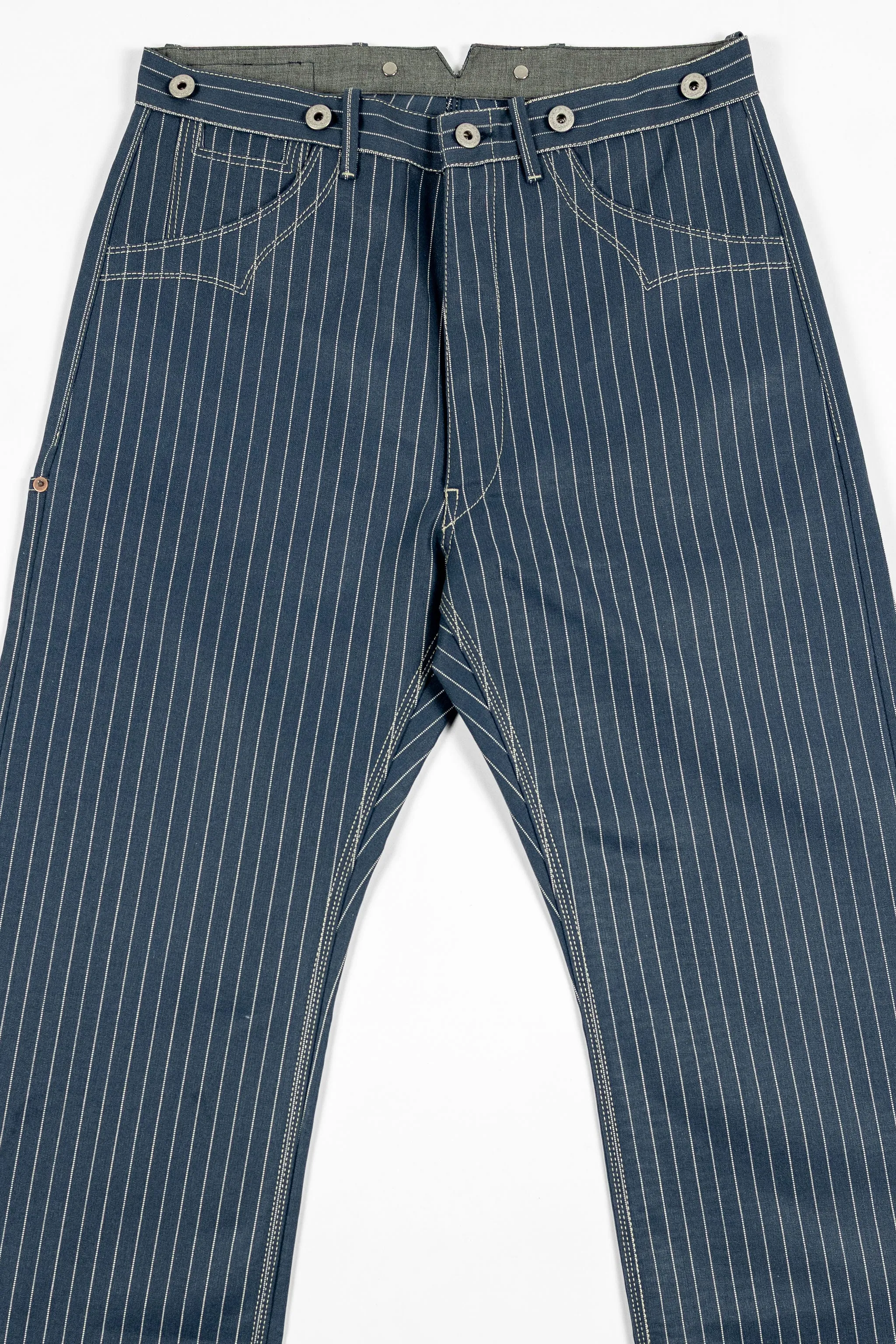 Blue Blanket IJ2 IT127 Waist Overall - Italian Custom Indigo Pinstripe Selvedge Denim sold by Franklin and Poe product image thumbnail 4