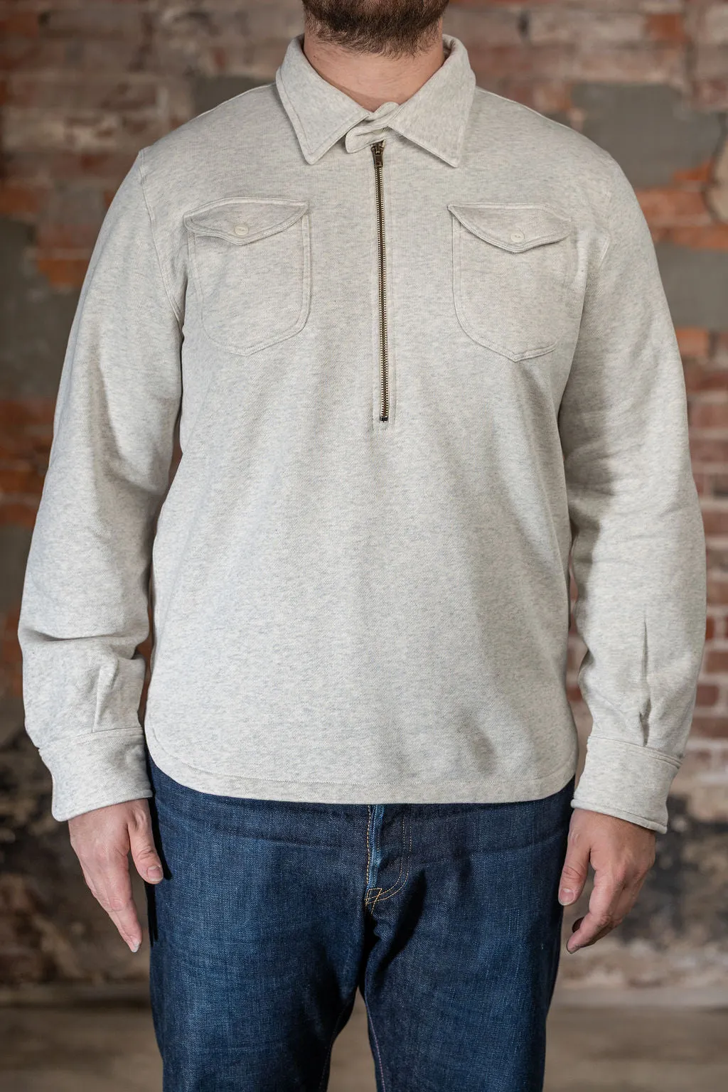 Wythe Half Zip Sweatshirt - Heather Grey sold by Franklin and Poe