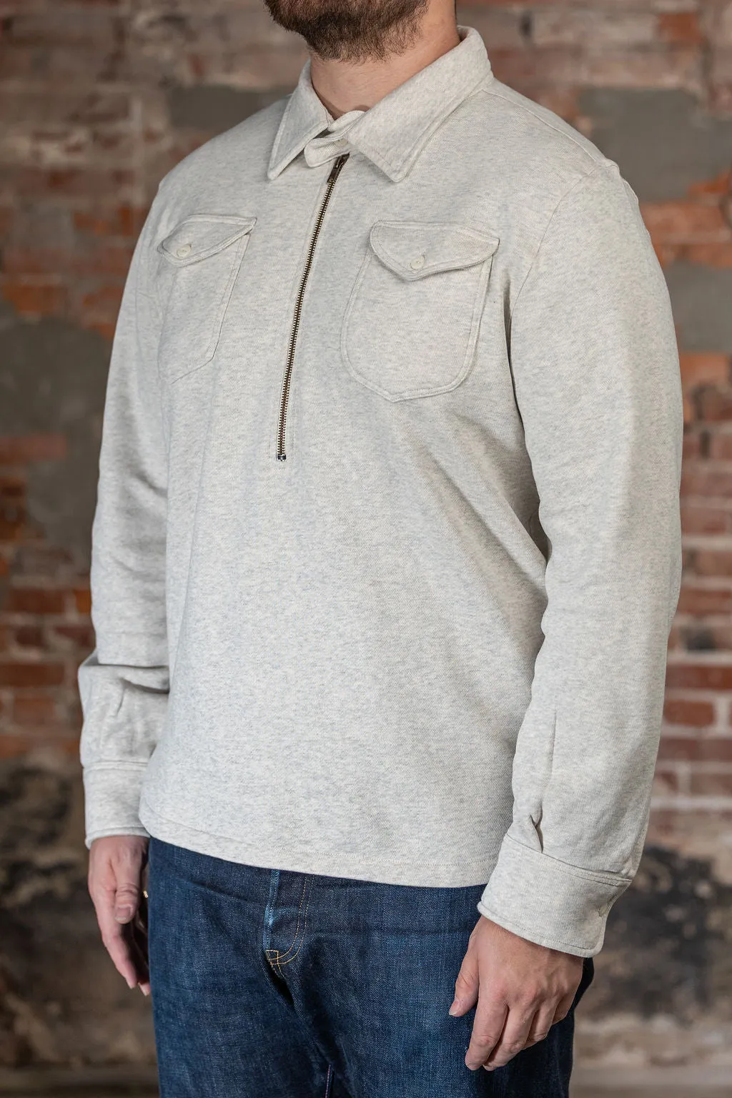 Wythe Half Zip Sweatshirt - Heather Grey sold by Franklin and Poe product image thumbnail 2