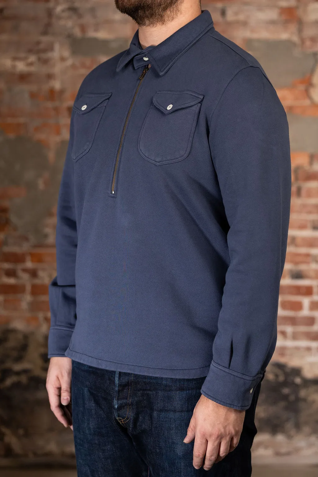 Wythe Half Zip Sweatshirt - Faded Navy sold by Franklin and Poe product image thumbnail 2