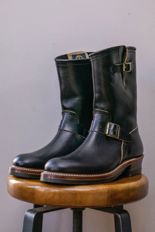 (Pre-Order SS26) John Lofgren Wabash Engineer Boots - Horween CXL Black sold by Franklin and Poe