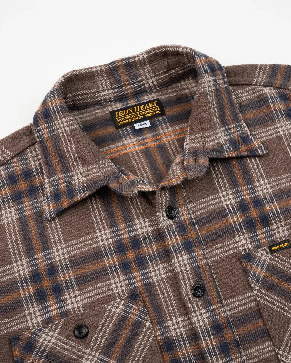Iron Heart IHSH-430-BRN Slubby Heavy Flannel Check Work Overshirt - Brown sold by Franklin and Poe product image thumbnail 2