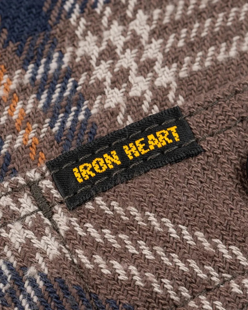 Iron Heart IHSH-430-BRN Slubby Heavy Flannel Check Work Overshirt - Brown sold by Franklin and Poe product image thumbnail 5