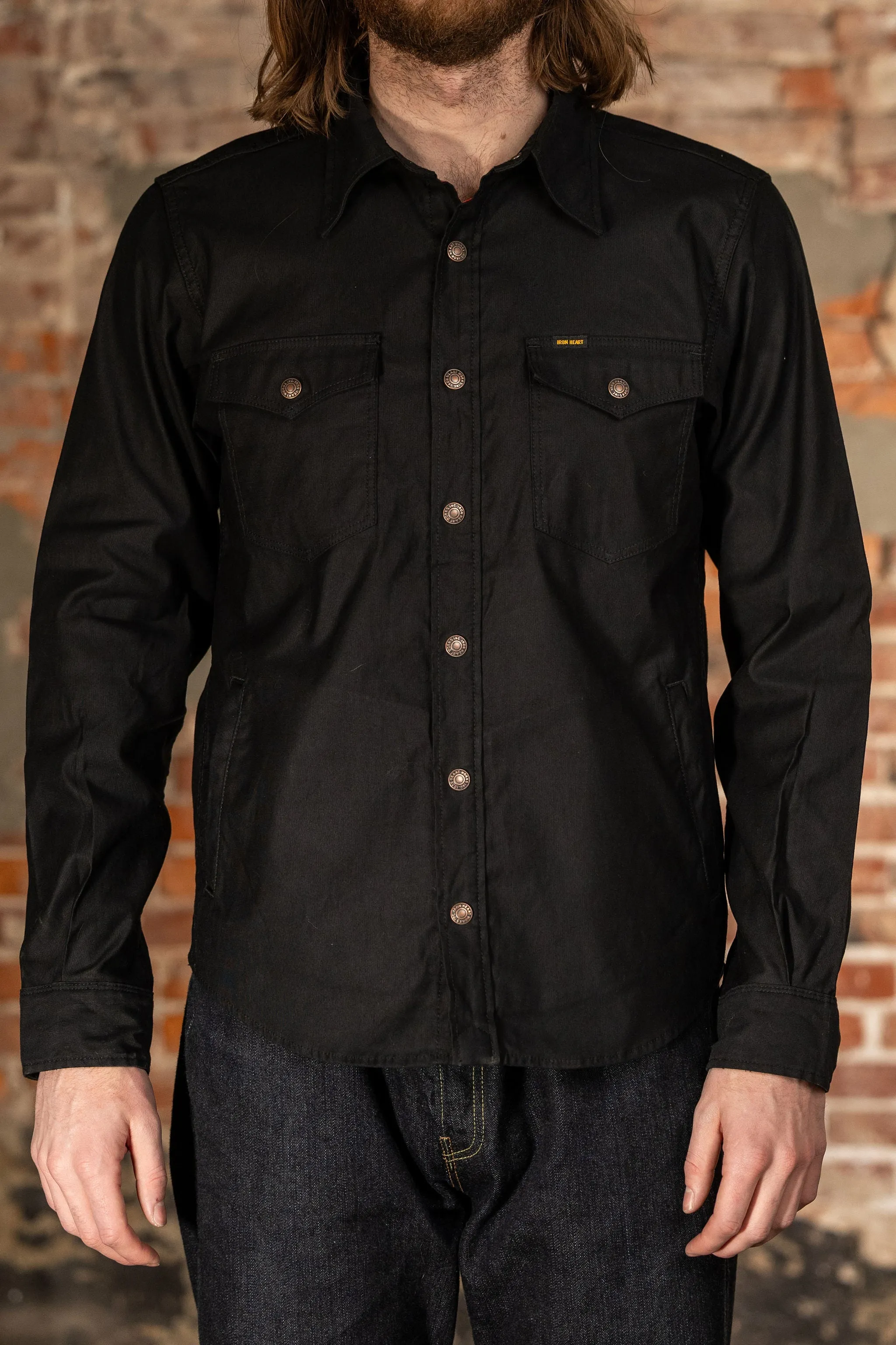 Iron Heart IHSH-425-BLK 8oz Military Whipcord CPO Shirt - Black sold by Franklin and Poe