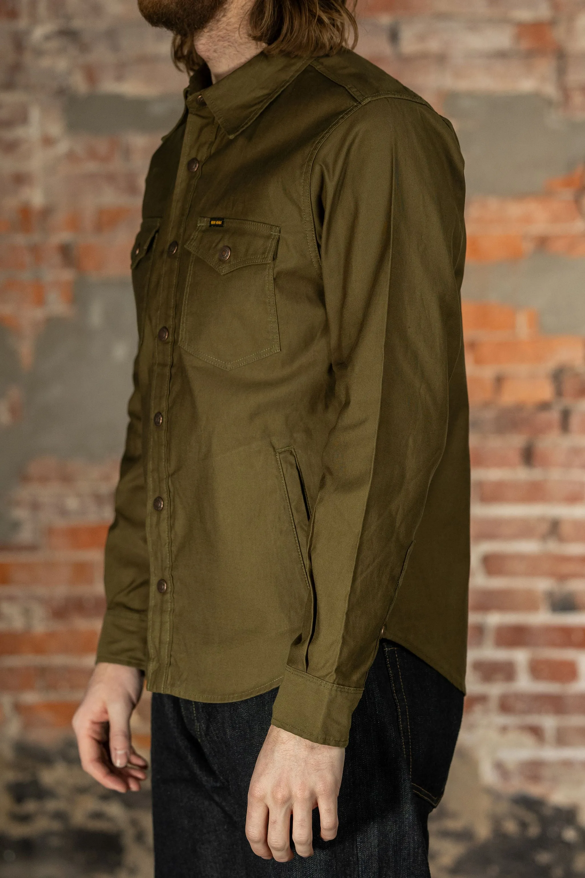 Iron Heart IHSH-425-OLV 8oz Military Whipcord CPO Shirt - Olive sold by Franklin and Poe product image thumbnail 2