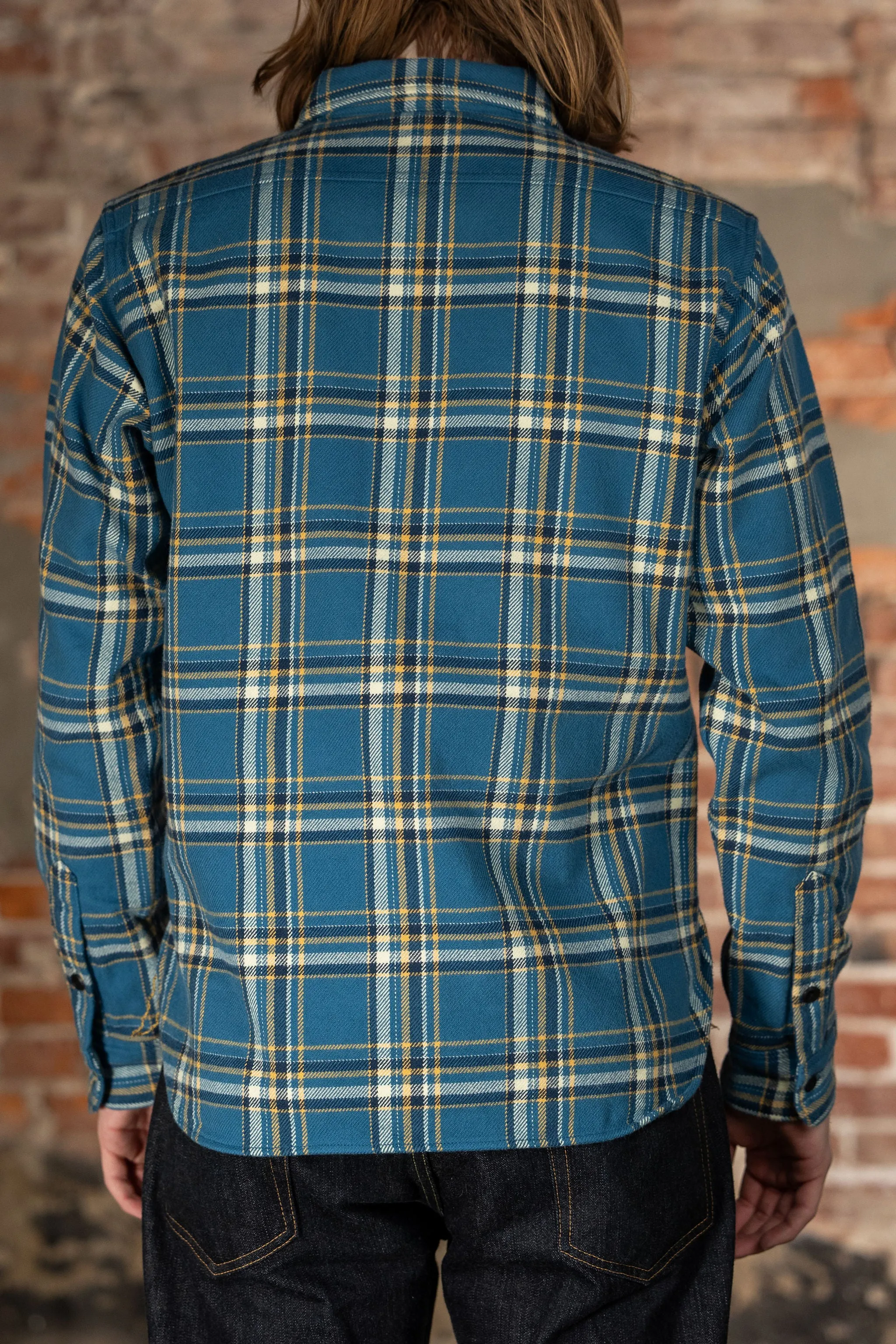 Iron Heart IHSH-435-BLU Ultra Heavy Flannel American Check Work Shirt - Blue sold by Franklin and Poe product image thumbnail 3