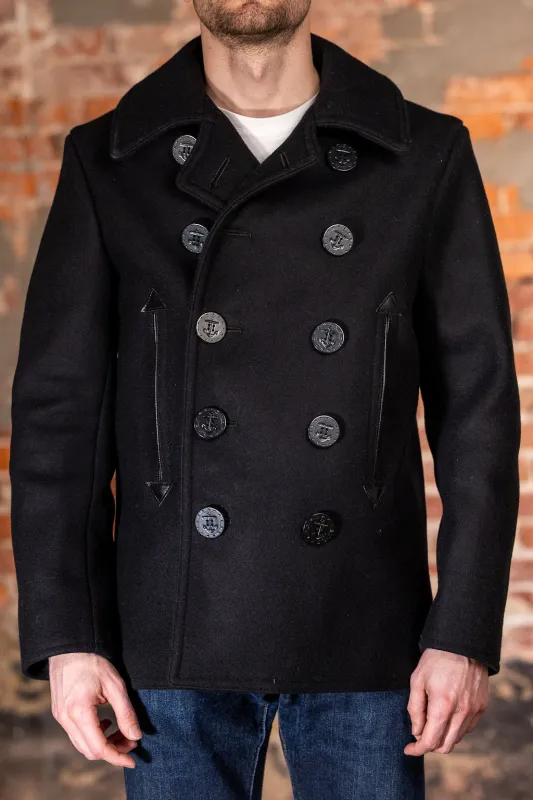 Buzz Rickson's BR12394 William Gibson Collection Type Black Pea Coat sold by Franklin and Poe