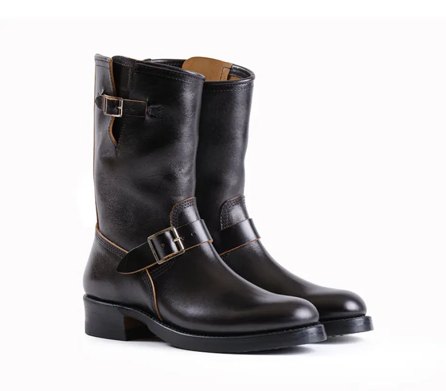 John Lofgren Wabash Engineer Boots - Limited Edition Shinki Hikaku Horsebutt Black sold by Franklin and Poe